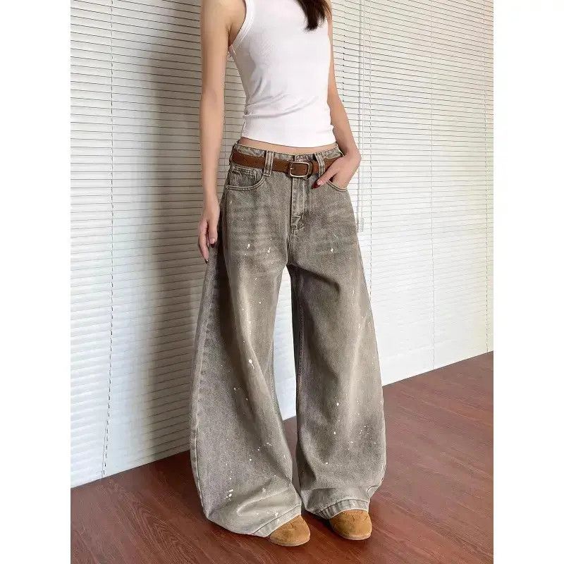 Japanese Brand Retro loose wide leg splashed ink jeans Size US 32 / EU 48 - 2 Thumbnail