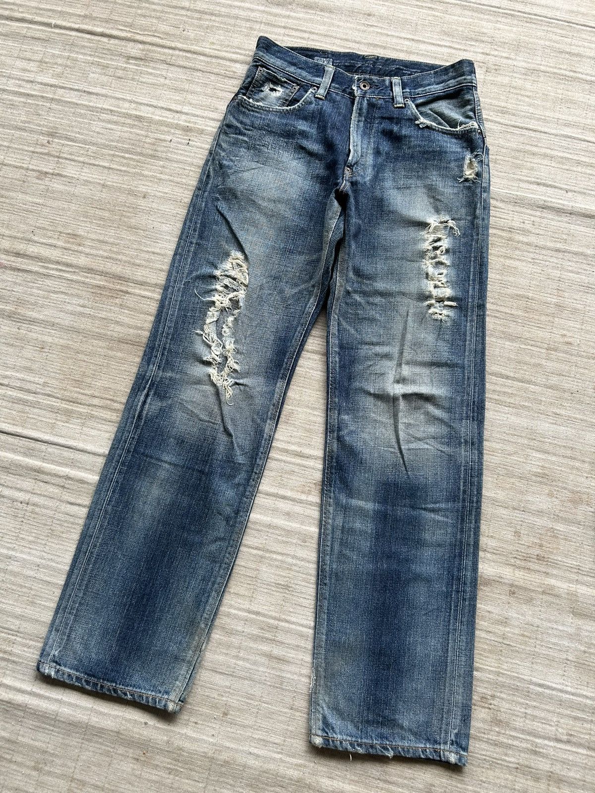 Vintage Edwin505 half Selvedge Distressed denim
