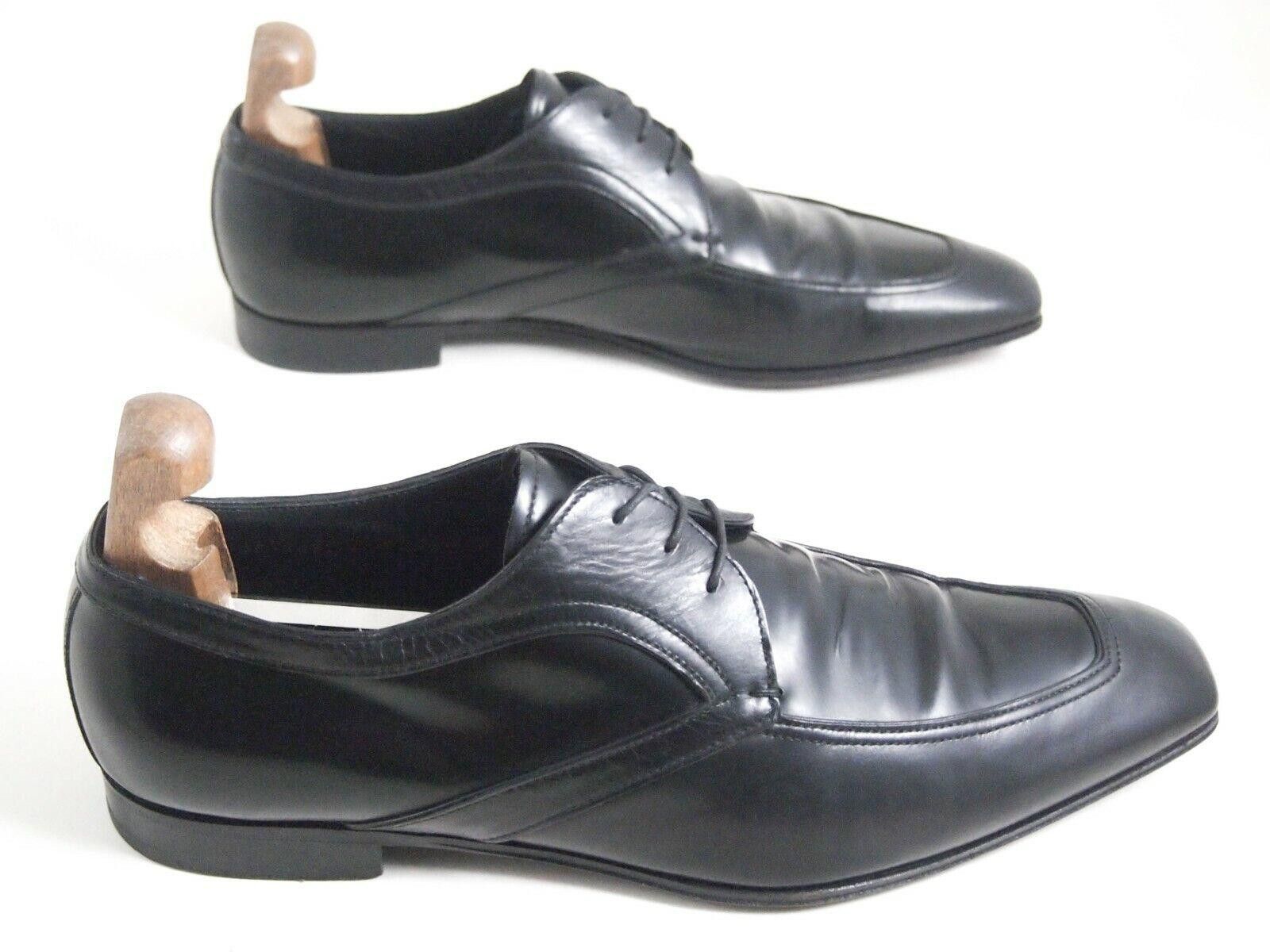 Prada Prada Derby Oxford Black Leather Mens Shoe Size EU 44 US 11 Size US 11 / EU 44 - 4 Thumbnail