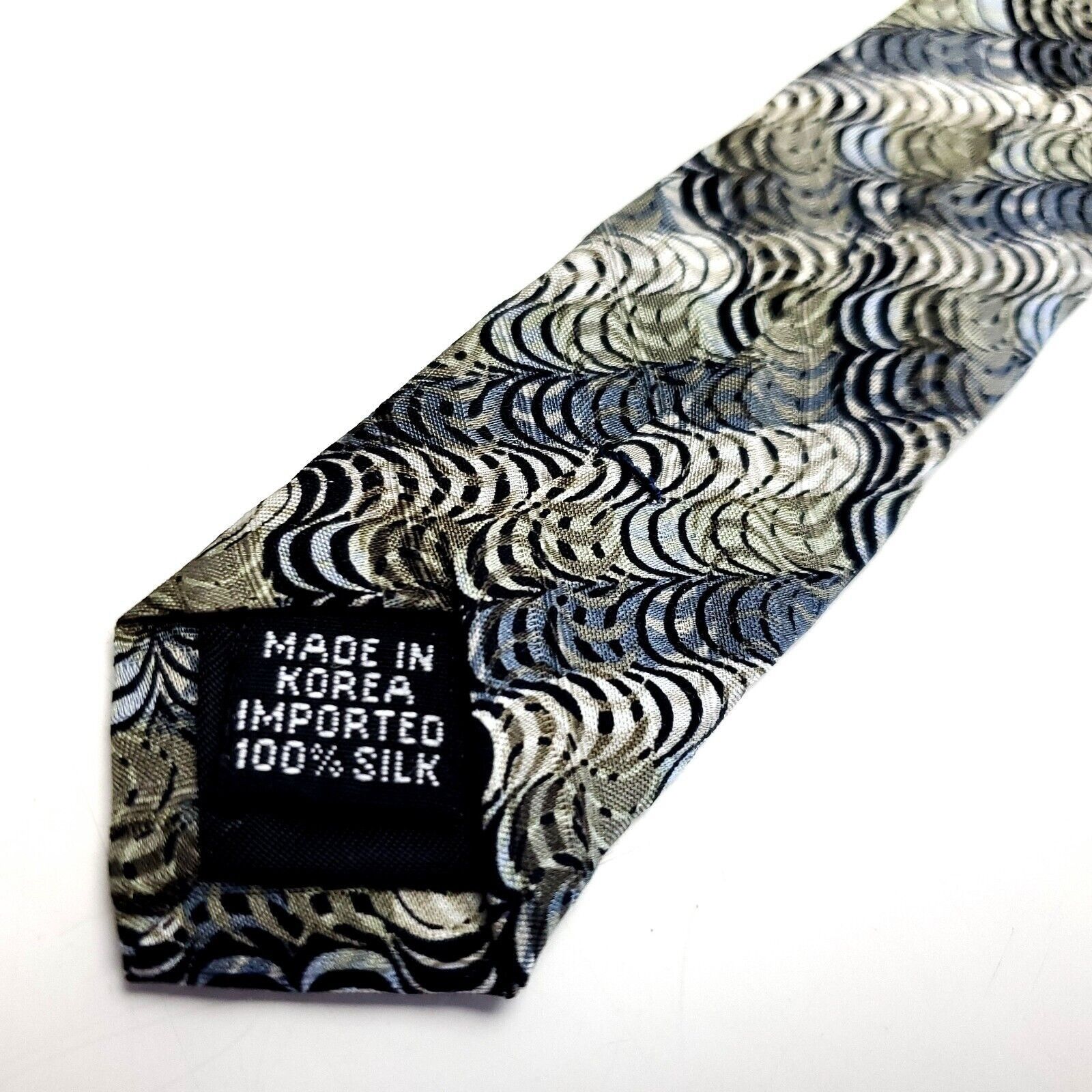 Designer Crazy Horse Beige Silk Tie Woven Short Wide Abstract Size ONE SIZE - 5 Thumbnail