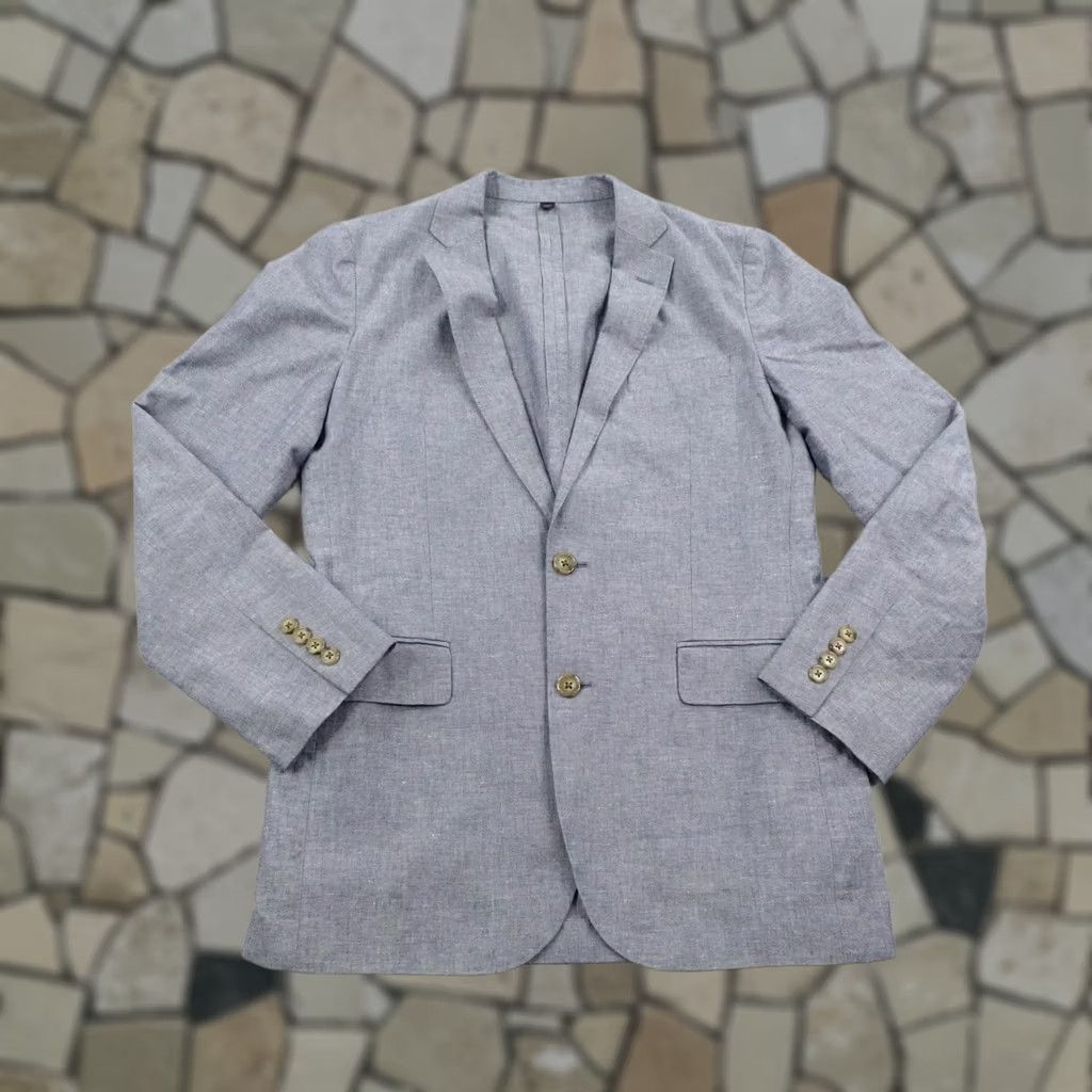 J.Crew J Crew Blazer Mens 36R Blue Gray Ludlow Linen Blend Slim Fit Sport Coat Jacket Size 36R - 1 Thumbnail