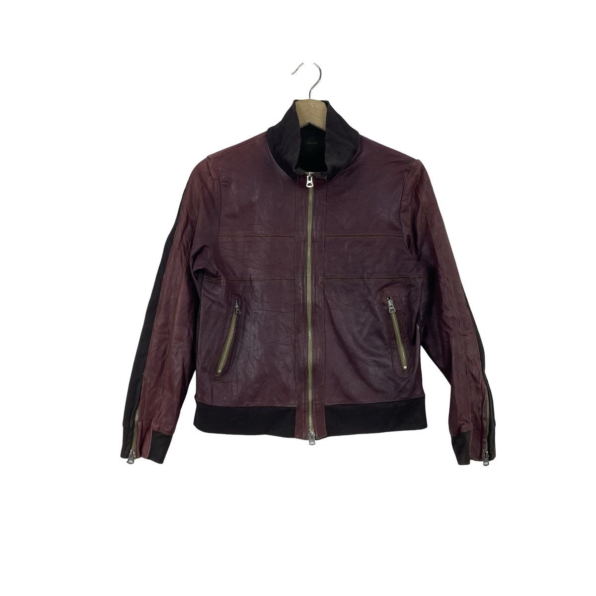 Vintage Vintage INBREED Leather Cafe Racer Jacket Distressed Zip Size S / US 4 / IT 40 - 1 Thumbnail