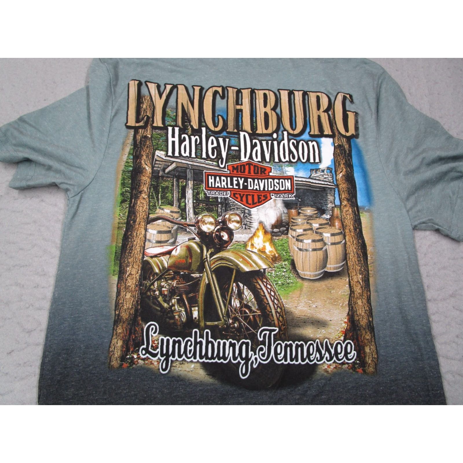 Harley Davidson Harley-Davidson Shirt Mens Medium Blue Double Side Lynchburg Tennessee Fanatics Shirt Mens Blue Graphic Tee Size US M / EU 48-50 / 2 - 6 Thumbnail