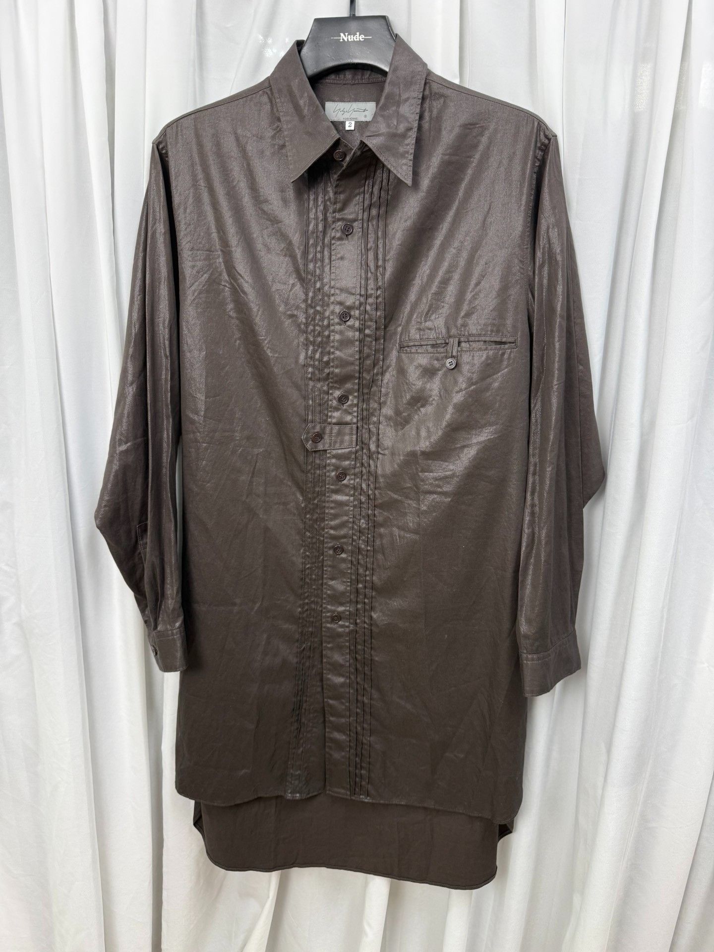 Yohji Yamamoto Yohji Yamamoto Pour Homme Coated Waxed Crinkled Shirt Size US M / EU 48-50 / 2 - 1 Thumbnail