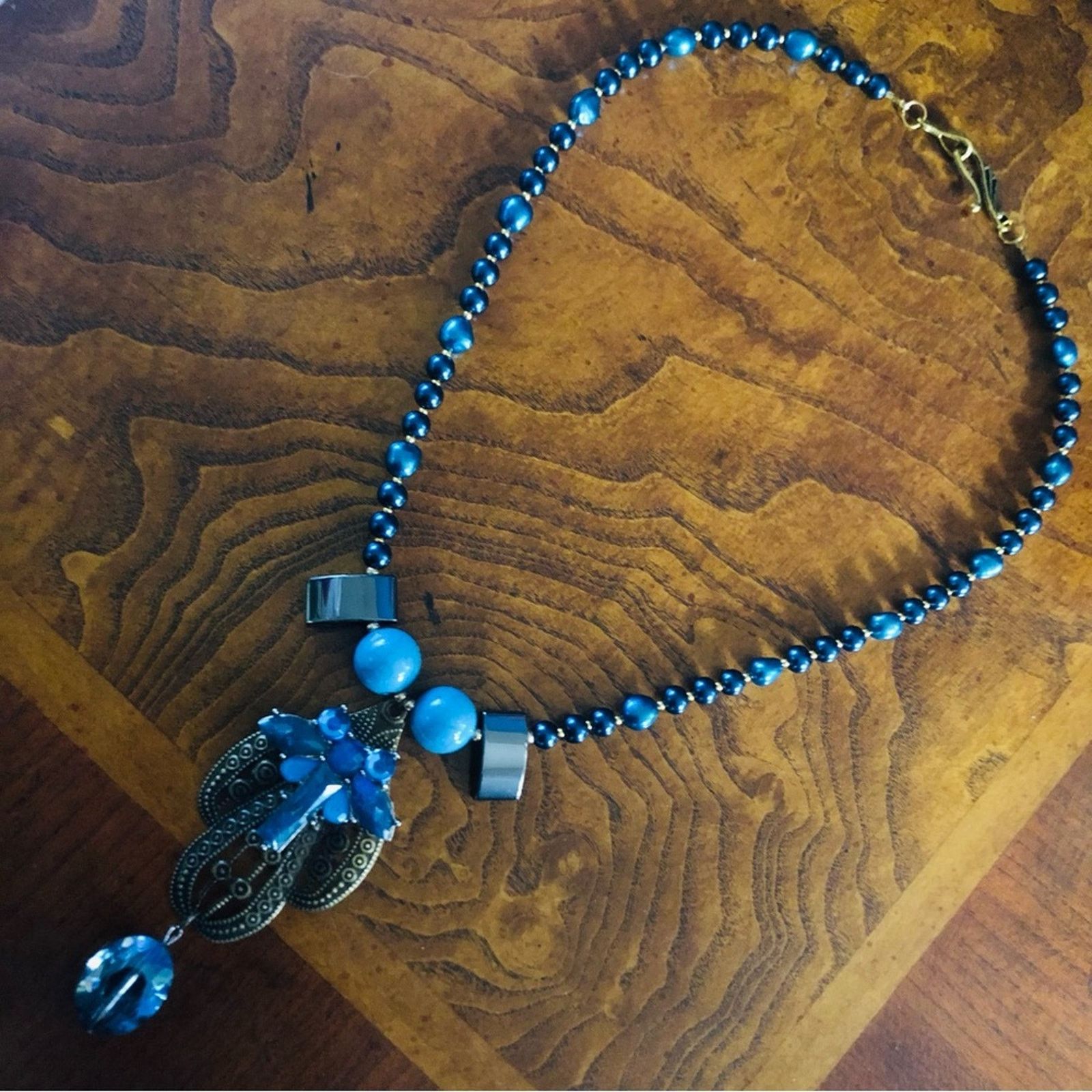 Handmade Handcrafted repurpose peacock freshwater Pearl necklace Size ONE SIZE - 8 Thumbnail