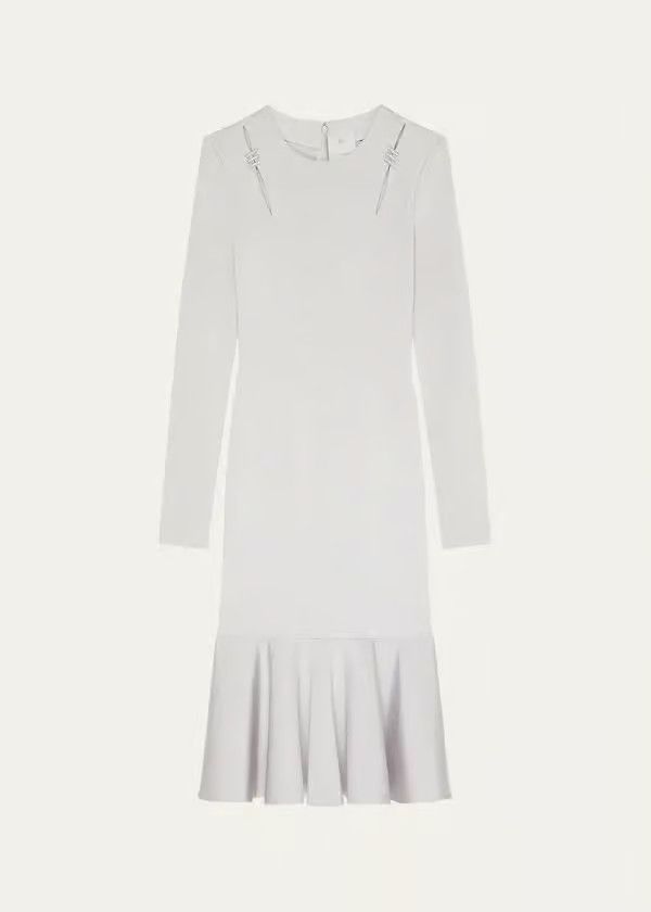 Givenchy o1w1db10325 Long Sleeves Flare Dress in Pearl/Grey Size S / US 4 / IT 40 - 1 Thumbnail