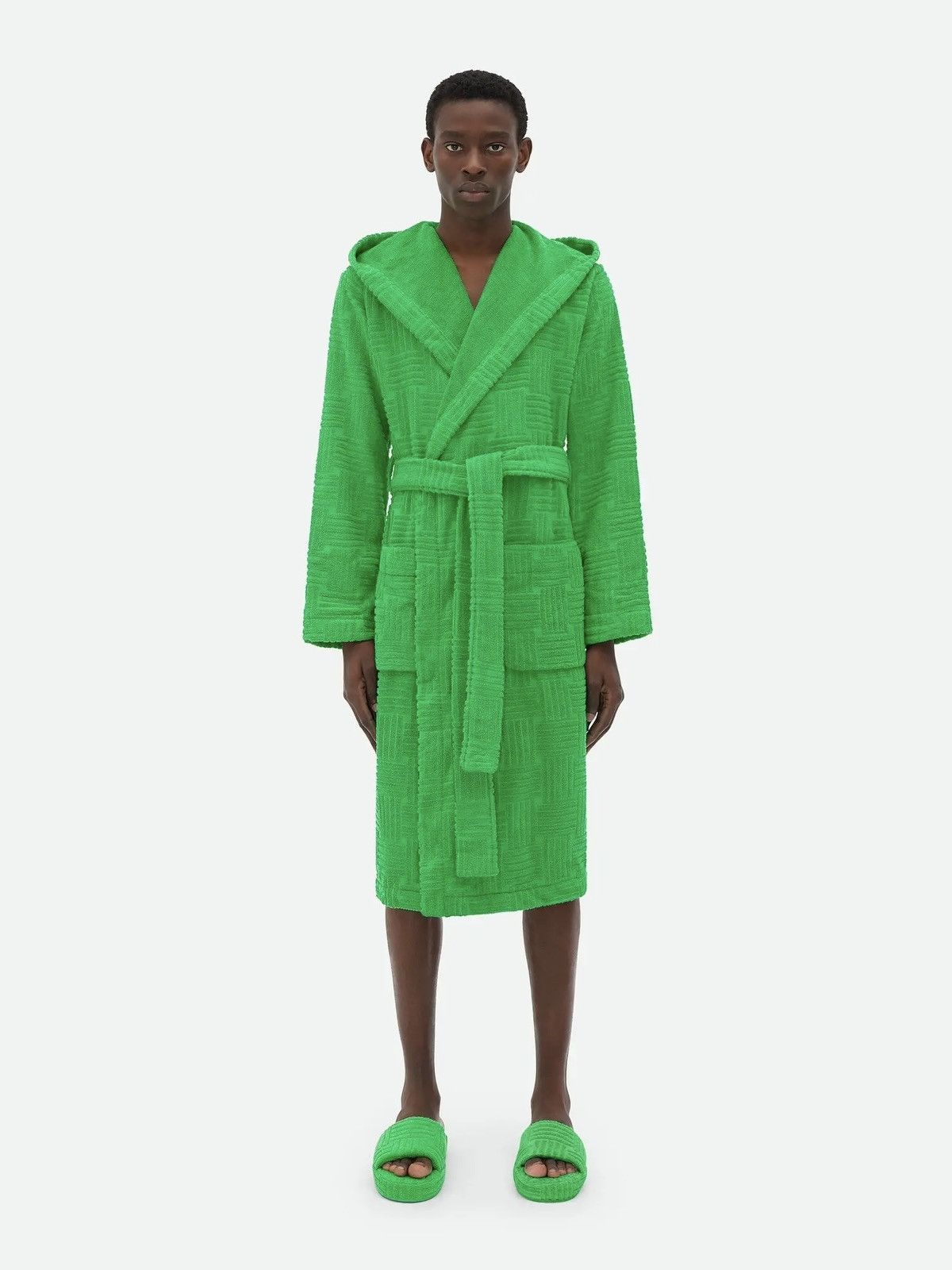 Bottega Veneta Bottega Veneta Intreccio Pattern Cotton Bathrobe in Grass Size US L / EU 52-54 / 3 - 2 Thumbnail