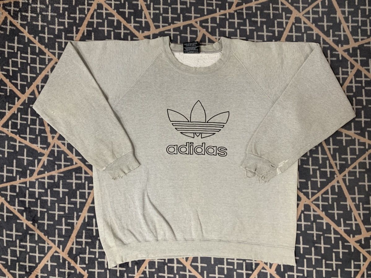 Adidas LAST DROP#Vintage Adidas Distressed Sweatshirt Big Logo Size US XL / EU 56 / 4 - 1 Thumbnail
