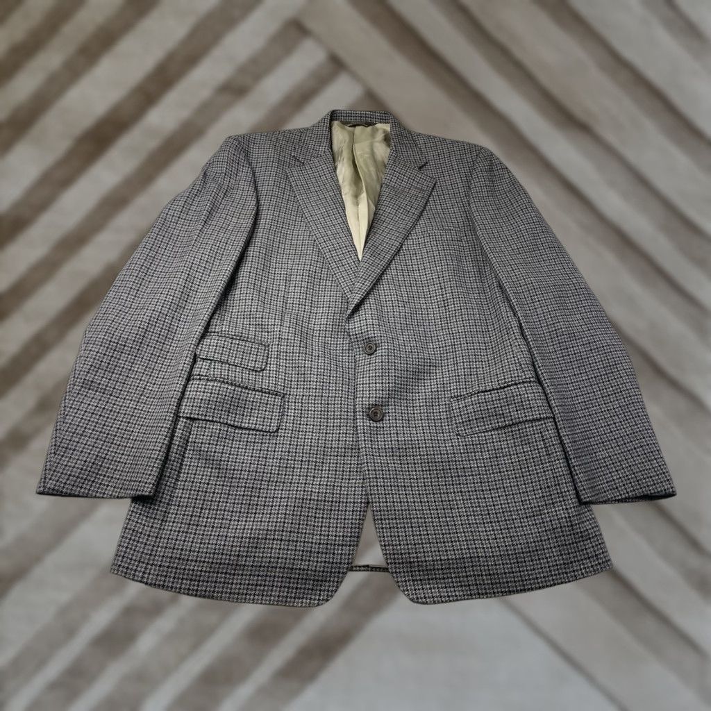 Paul Stuart PAUL STUART Plaid Houndstooth Wool Tweed Suit 43-37 Long Jacket Pants Men Gray/Multi 2 Piece Long Regular Canada Size 46R - 1 Thumbnail