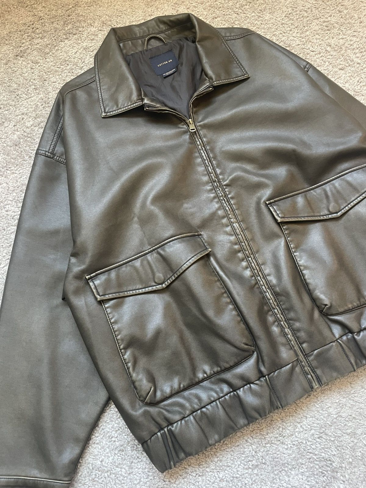 Cotton On Leather bomber jacket Size US XXL / EU 58 / 5 - 2 Thumbnail