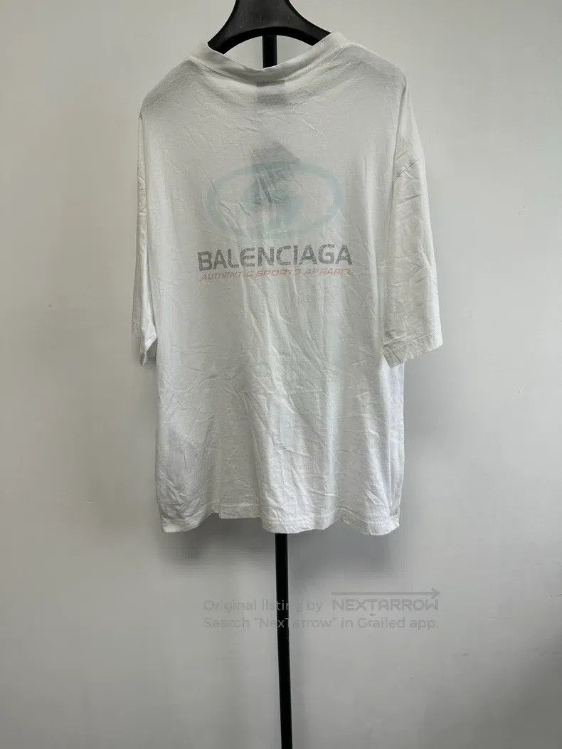 Balenciaga Balenciaga Distressed Blue Logo Letter Pattern Crew Neck S Size US S / EU 44-46 / 1 - 2 Thumbnail