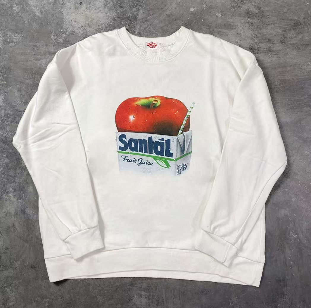 Japanese Brand × Vintage White street trend apple print loose sweatshirt Size US L / EU 52-54 / 3 - 1 Thumbnail