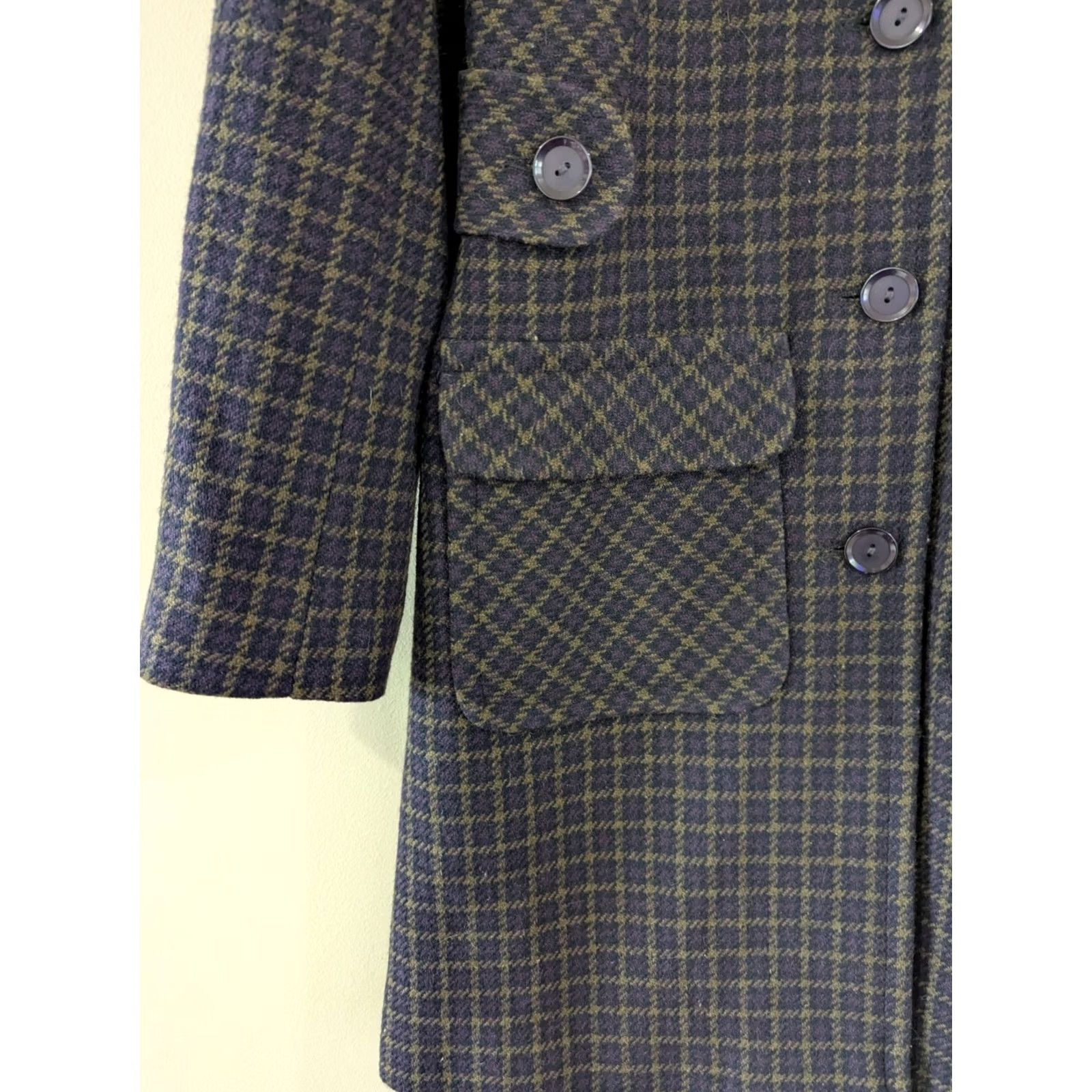 Vintage VINTAGE Moda International Pea Coat Wool Blend Jacket Plaid Women's Size 6 Black Wool Lining Pockets Collared Long Coat Button Regular Women Size M / US 6-8 / IT 42-44 - 5 Thumbnail