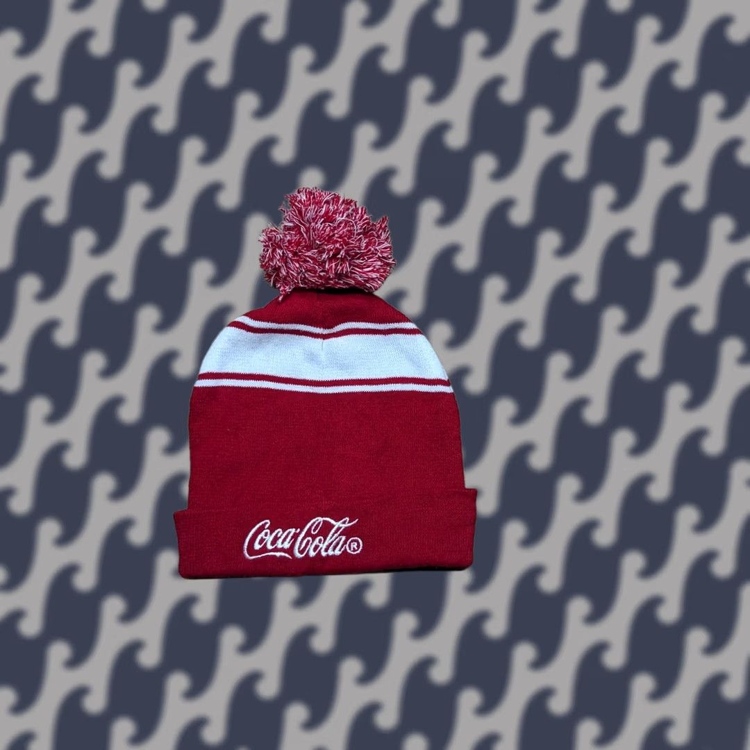 Vintage Coca-Cola Beanie Hat One Size Red Pom Pom Cuffed Knit Unisex Adults Vintage: No Size ONE SIZE - 1 Thumbnail