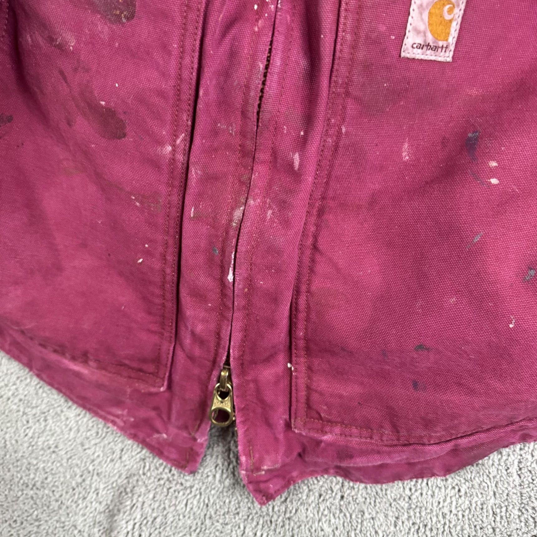 Carhartt VINTAGE Carhartt Jacket Mens XL Pink Canvas Duck Sherpa Lined Full Zip Workwear Bomber Size US XL / EU 56 / 4 - 4 Thumbnail