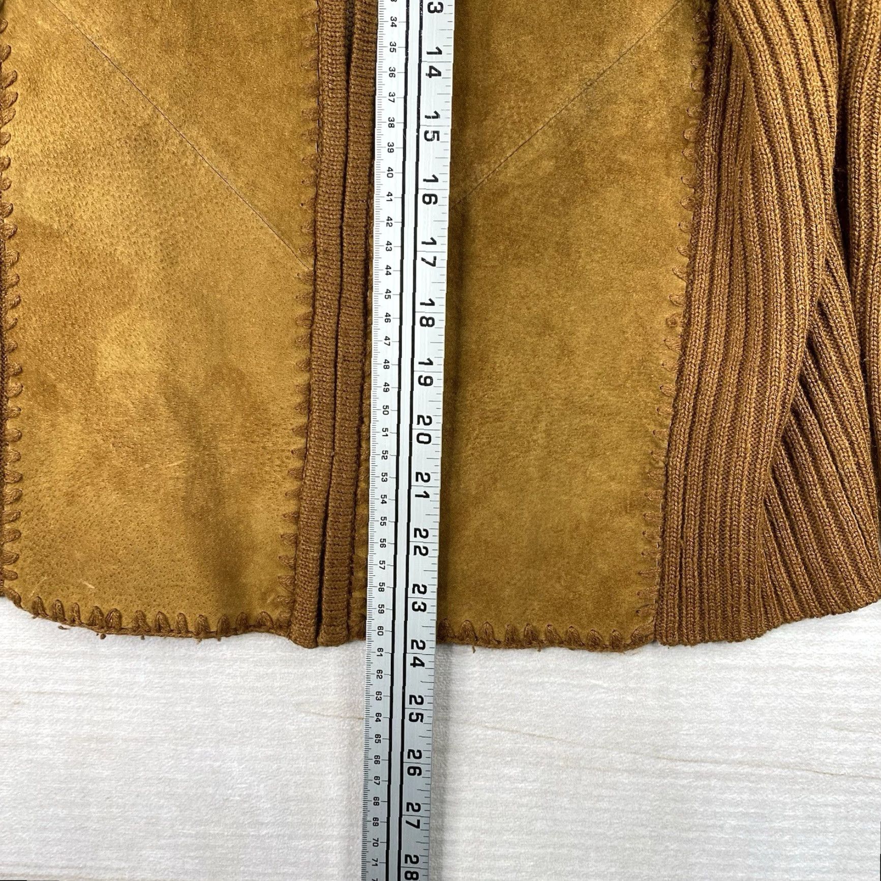 Vintage Designers Originals Zip Cardigan Sweater M Brown Leather Knit 80s /Knit Zipper Slim Women Size M / US 6-8 / IT 42-44 - 3 Thumbnail