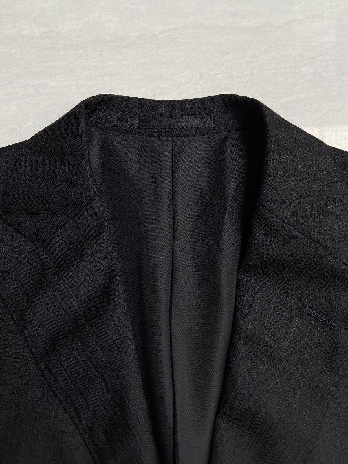 Loro Piana LORO PIANA VISARUNO Black Suit Size 50L - 10 Thumbnail