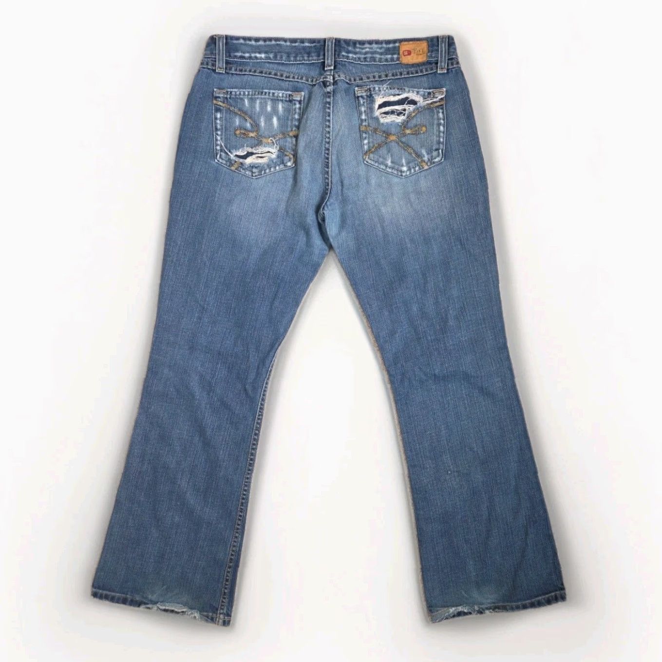 BKE BKE Denim Jeans Womens Boot Cut 31 29.5 Star 18 Distressed Belt Zipper Pocket 5-Pocket Blue Cotton Denim Regular Size Type Regular Womens Size 24" / US 00 / IT 34 - 2 Thumbnail