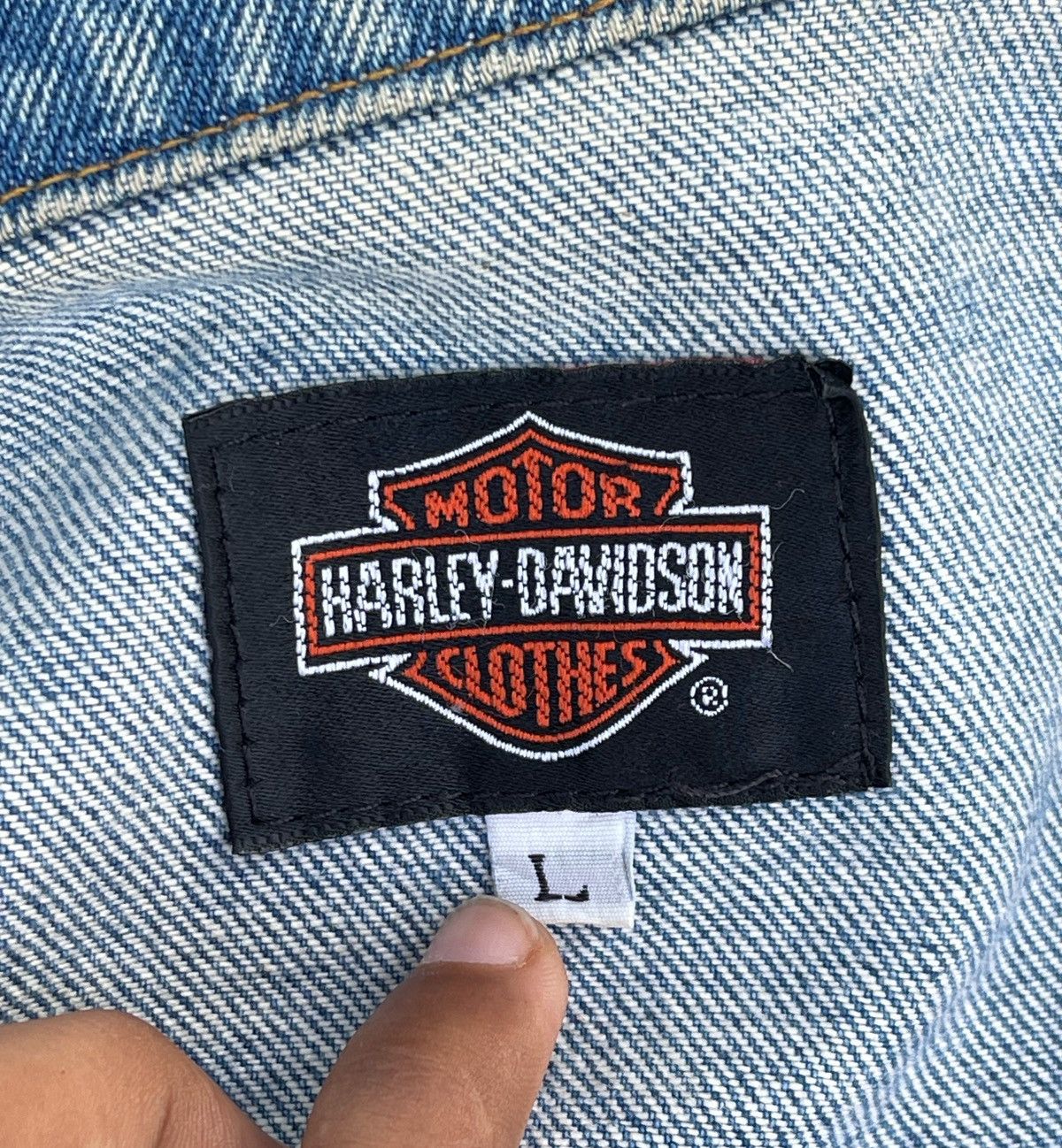 Harley Davidson 🔥Vintage 90's Harley Davidson USA Logo Denim Trucker Jacket Size US L / EU 52-54 / 3 - 22 Thumbnail