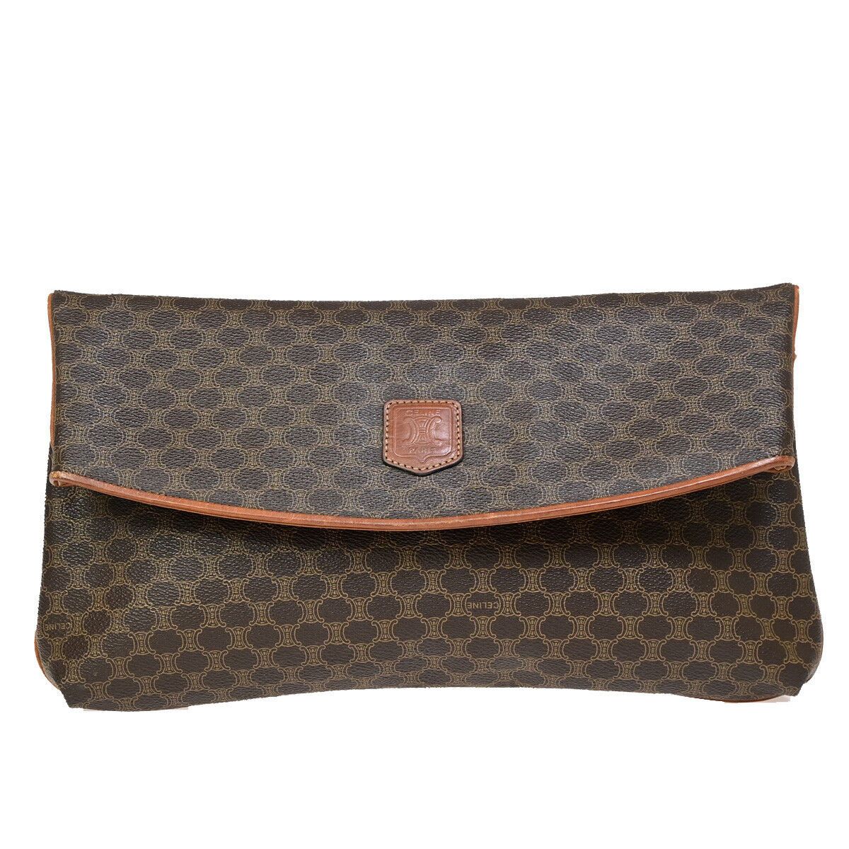 image of Celine Céline Macadam Clutch in Brown, Women's