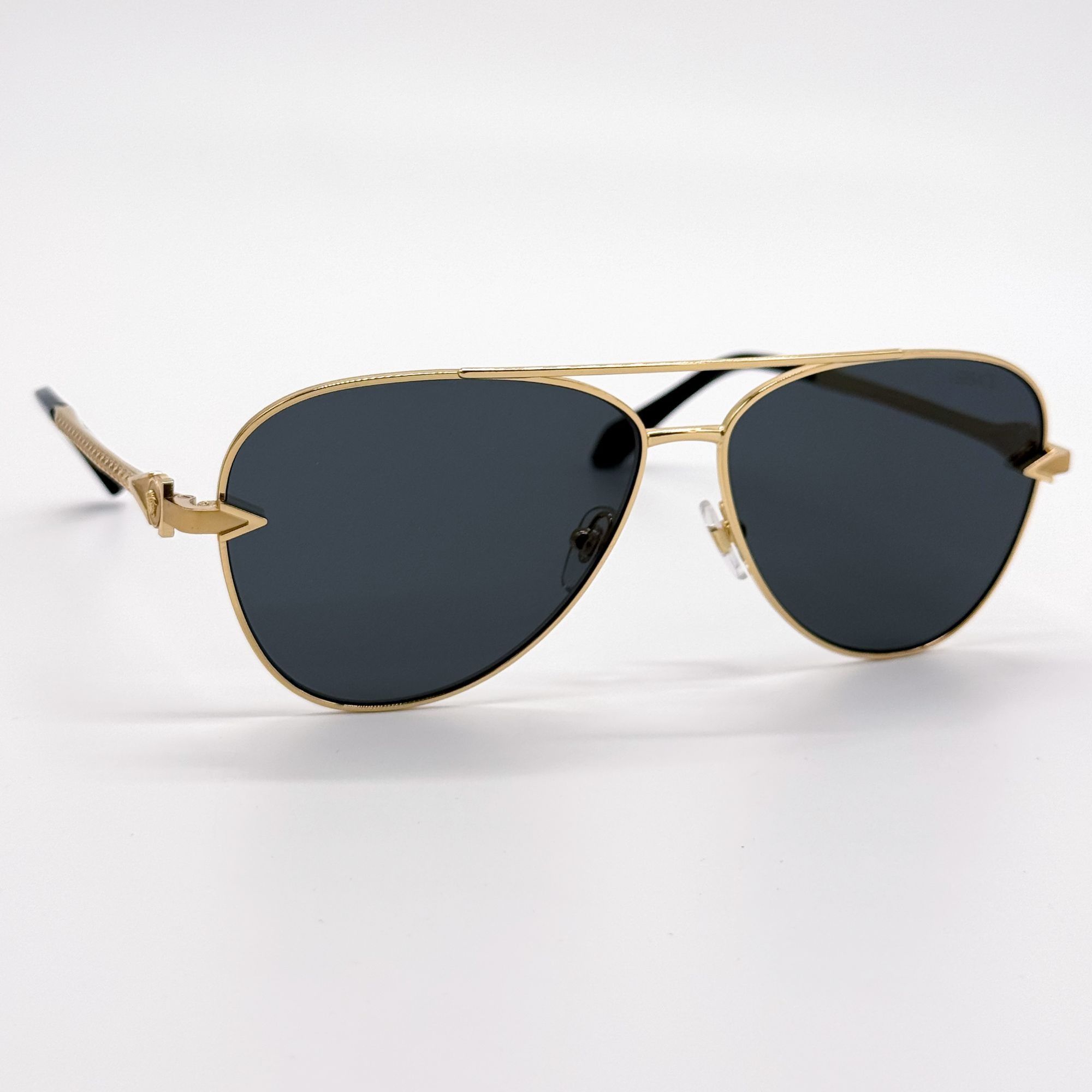 Versace NEW VE2283 1002/87 VERSACE GOLD GREY AVIATOR SUNGLASSES VERS Size ONE SIZE - 4 Thumbnail
