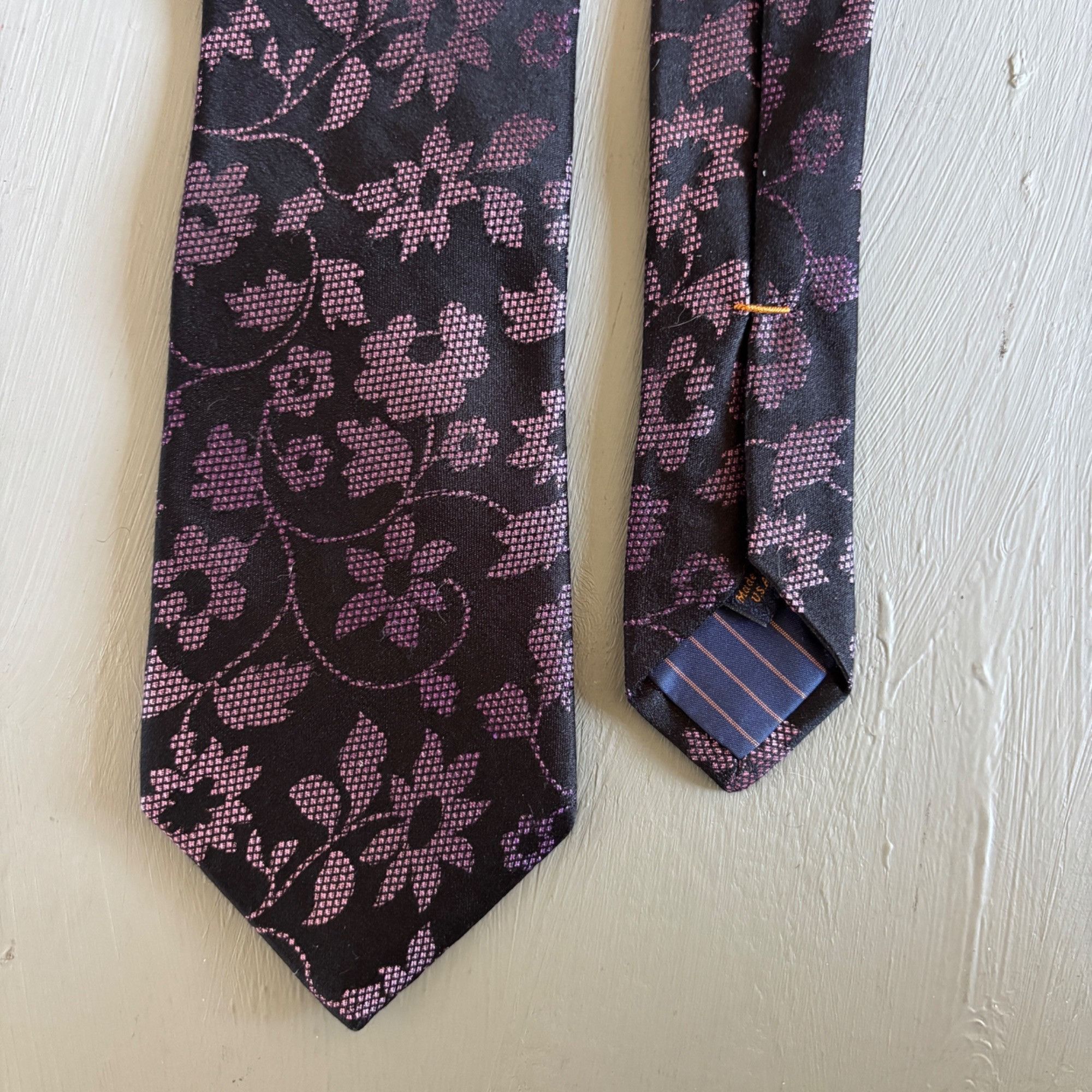 Other Vintage Broletto Tie Purple Floral Silk Made USA Jacquard Fl Size ONE SIZE - 7 Thumbnail
