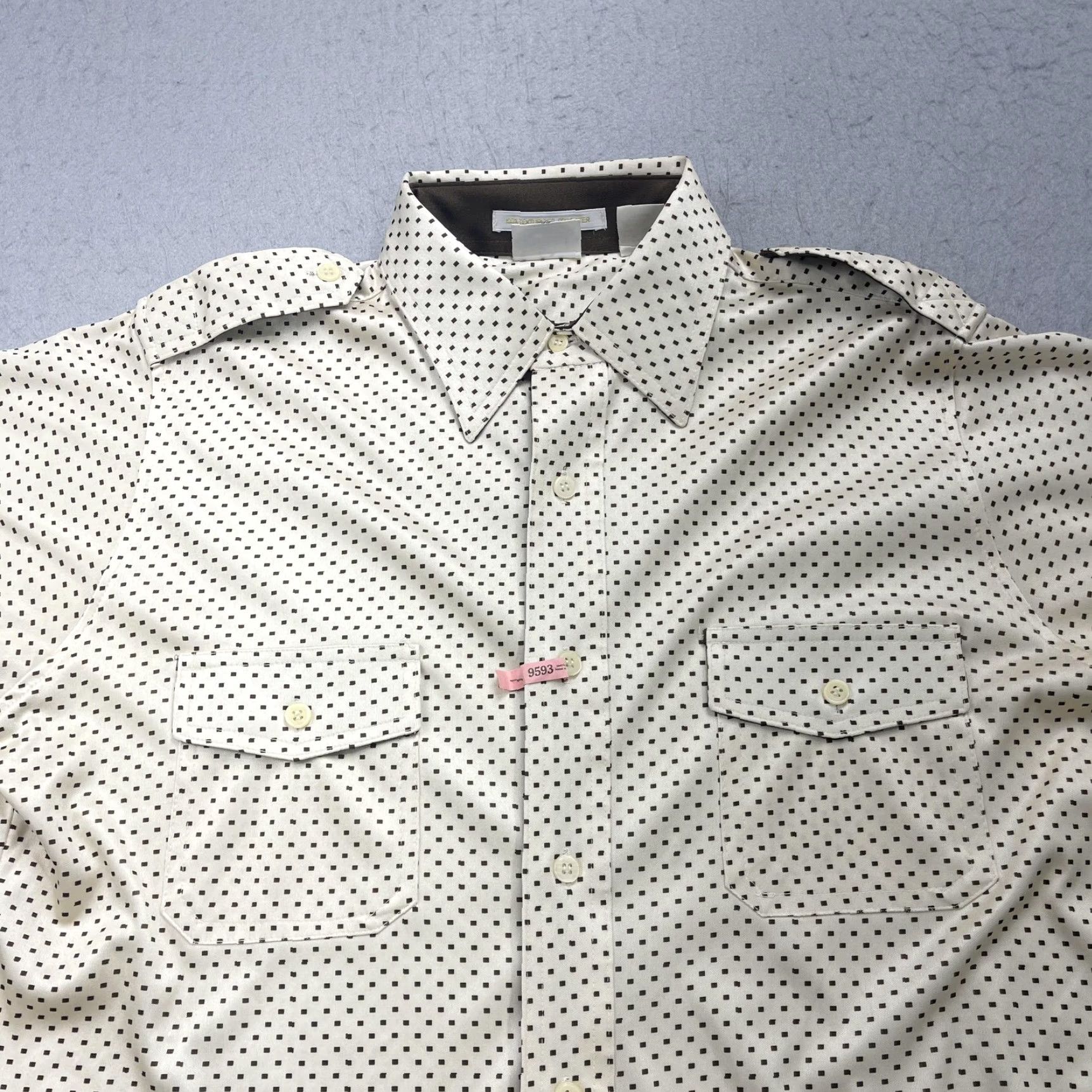 Vintage VINTAGE David Loggan Shirt Mens Medium White Brown Polka Dot Disco Polyester 70s Size US M / EU 48-50 / 2 - 2 Thumbnail