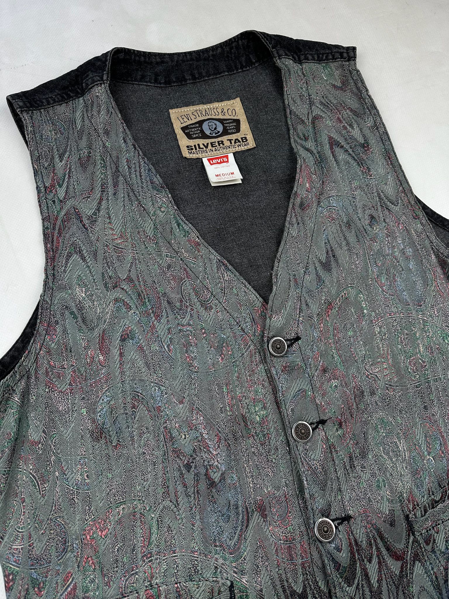 Levi's Vintage Levi’s Silvertab acid Vest Biker Style Size US M / EU 48-50 / 2 - 2 Thumbnail