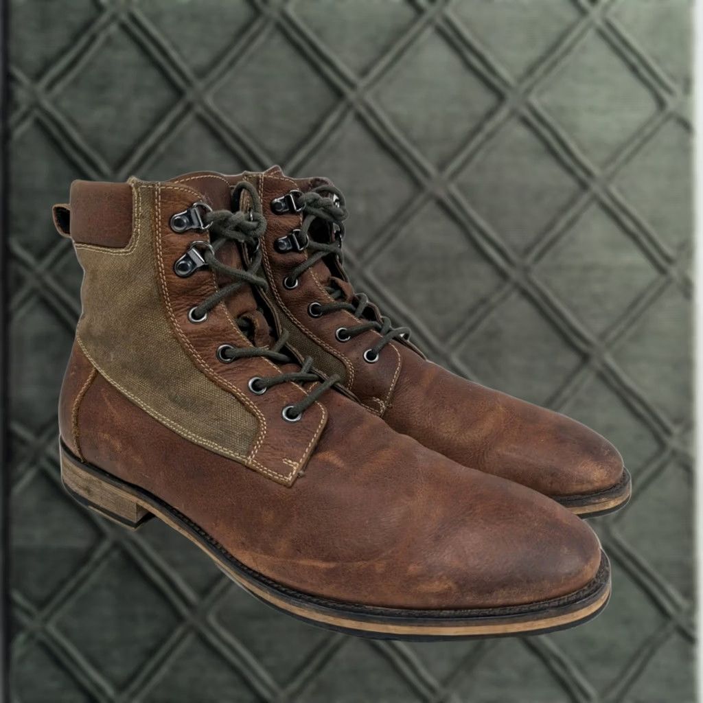 Vintage Aston Grey Canyon Boots Mens 10.5 Chukka Ankle Leather Brown Tobacco Canvas Leather Boots Casual Mens Size 10.5 US Boots Brown Leather Canyon Size US 11 / EU 44 - 1 Thumbnail