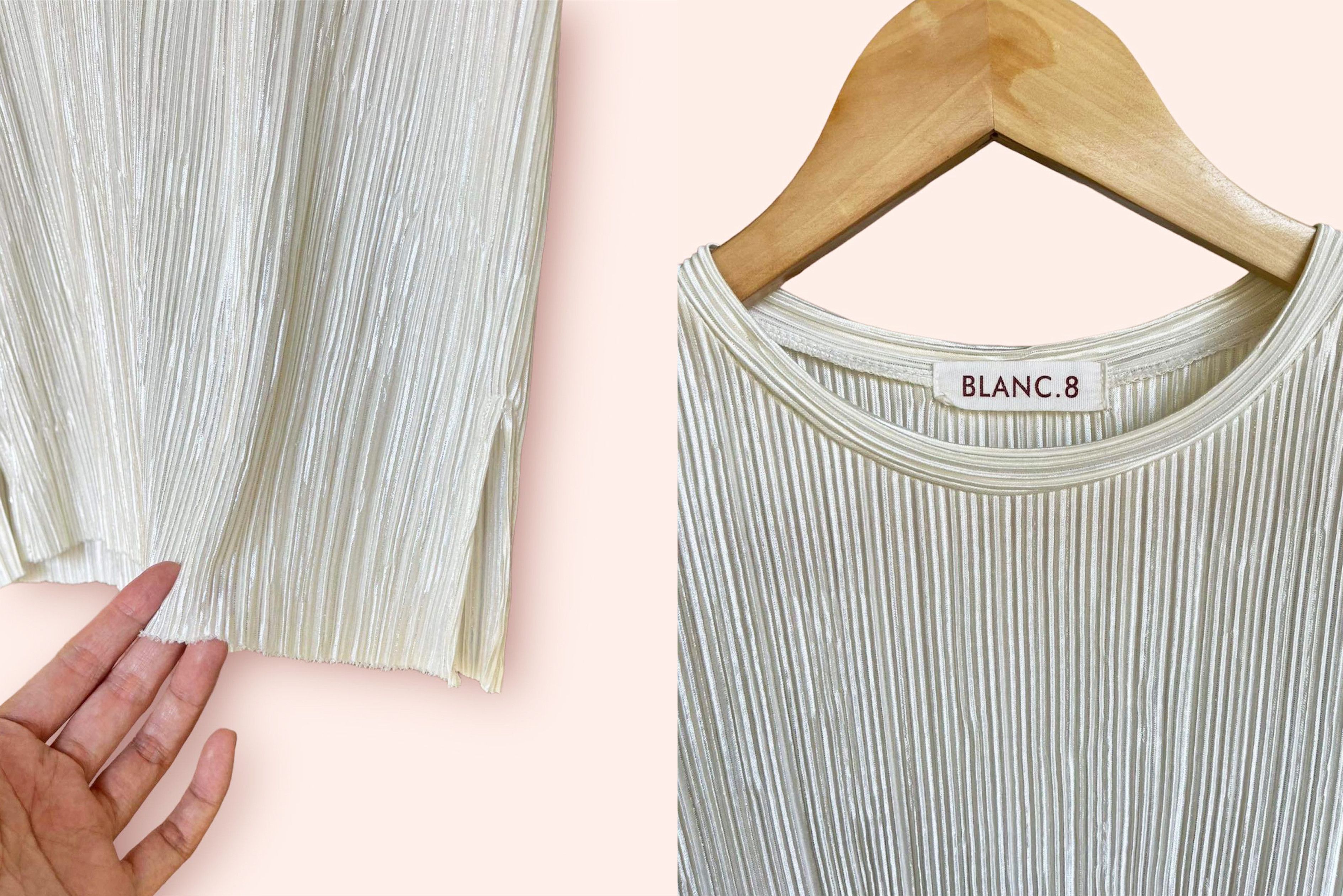 Vintage 90s Y2K Micro Pleat Plissé top, Textured Crinkle Size M / US 6-8 / IT 42-44 - 10 Thumbnail