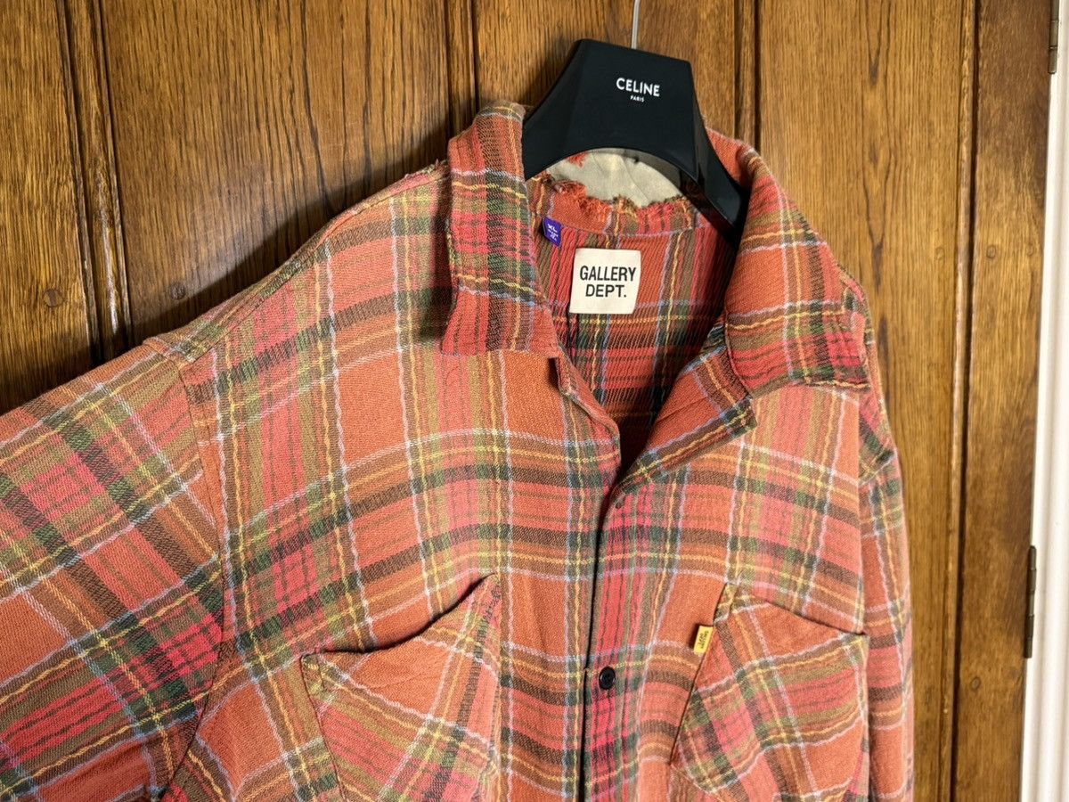 Gallery Dept. Gallery Dept Marley Distressed Checked Cotton-Flannel Shirt Size US XL / EU 56 / 4 - 9 Thumbnail