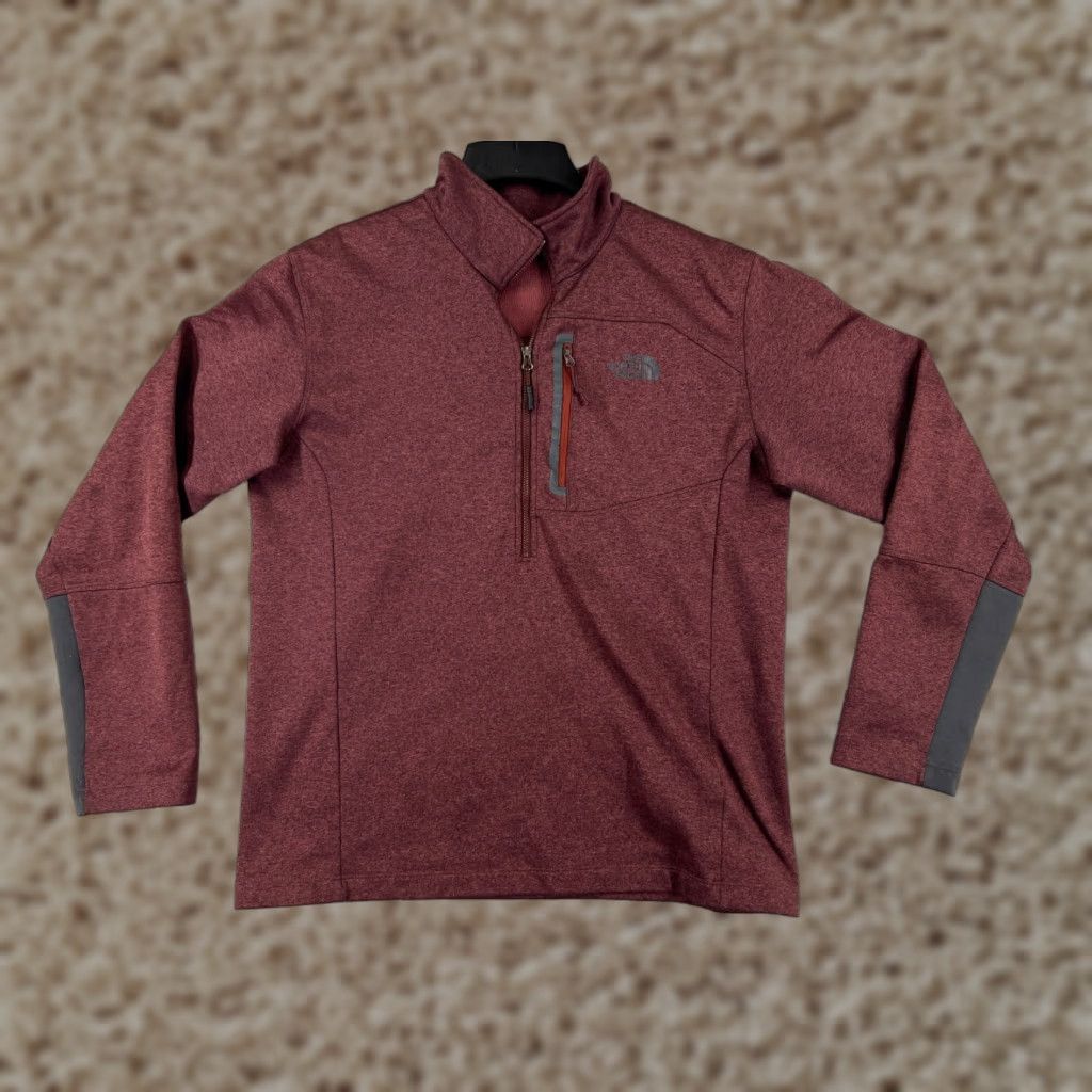 The North Face The North Face Sweater Mens Large Red 1/4 Zip Pullover Long Sleeve Polyester Knit Size US L / EU 52-54 / 3 - 1 Thumbnail