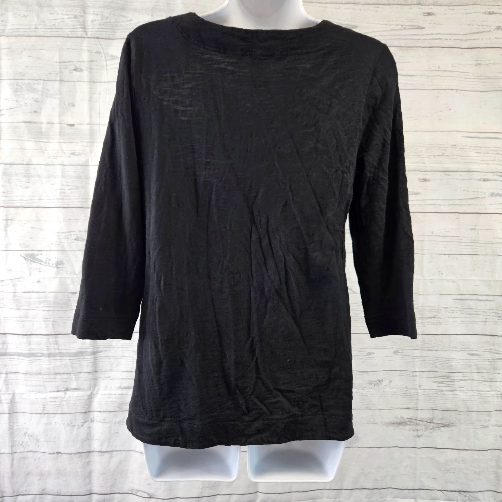 Vintage Chico's Women's Top Shirt XS/S Solid Black 3/4 Sleeve Cotton Blend Womens Size S / US 4 / IT 40 - 4 Thumbnail