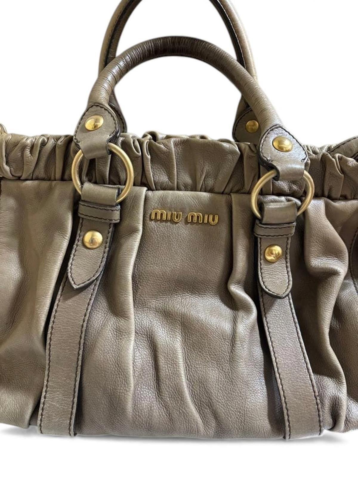 Miu Miu Miu Miu - Leather Handbag Taupe Size ONE SIZE - 3 Thumbnail
