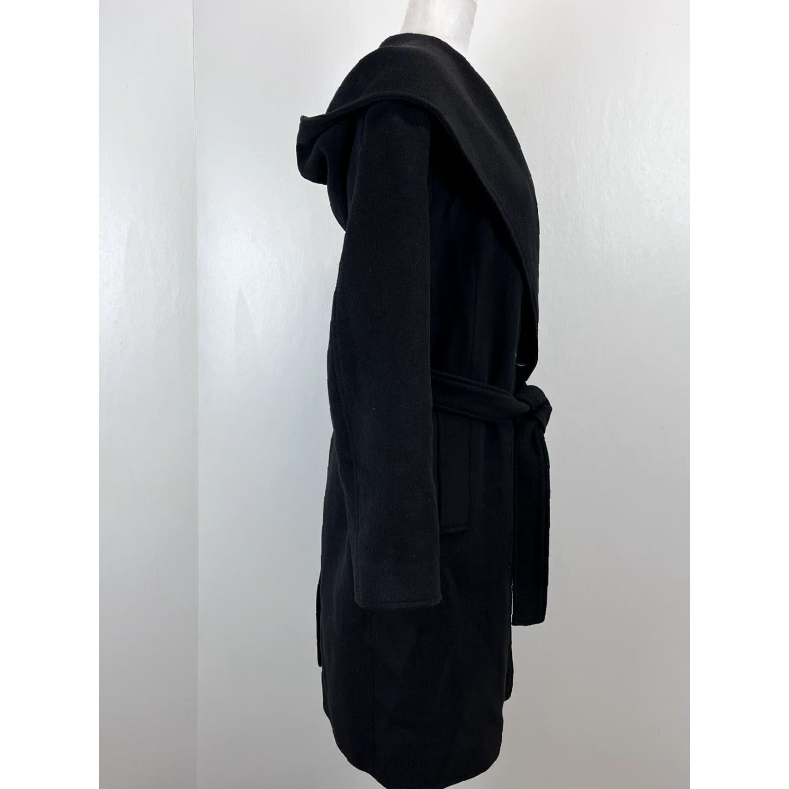 AVEC LES FILLES Avec Les Filles Black Coat Sz Medium Womens 1 Button Belted Hood Size M / US 6-8 / IT 42-44 - 5 Thumbnail