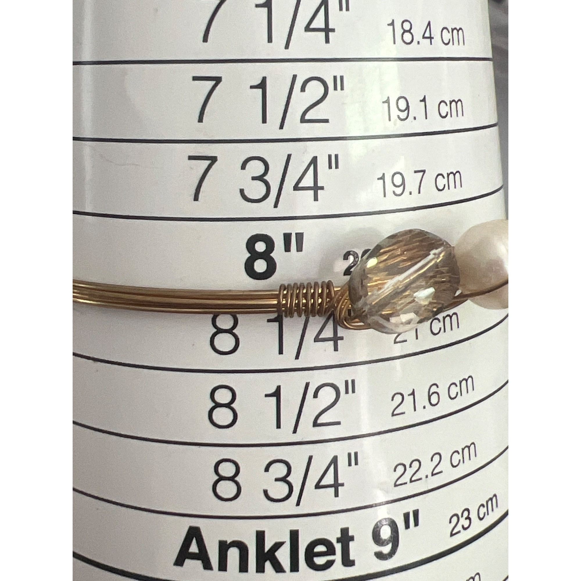 Other Gold Tone Wire Bangle Bracelet Genuine Pearl Glass Bead Stat Size ONE SIZE - 4 Thumbnail
