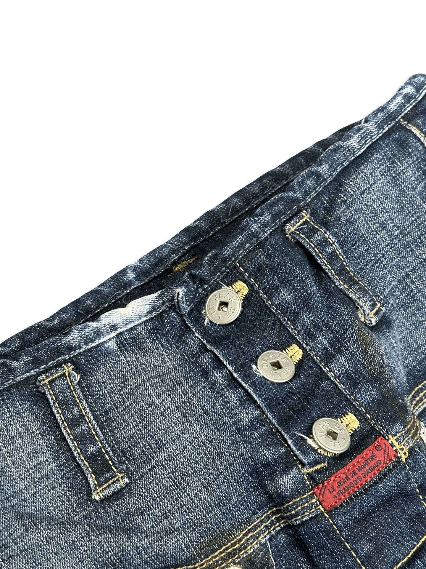 Marithe + Francois Girbaud vintage distressed tie dye buttoned designer denim jeans Size US 28 / EU 44 - 5 Thumbnail
