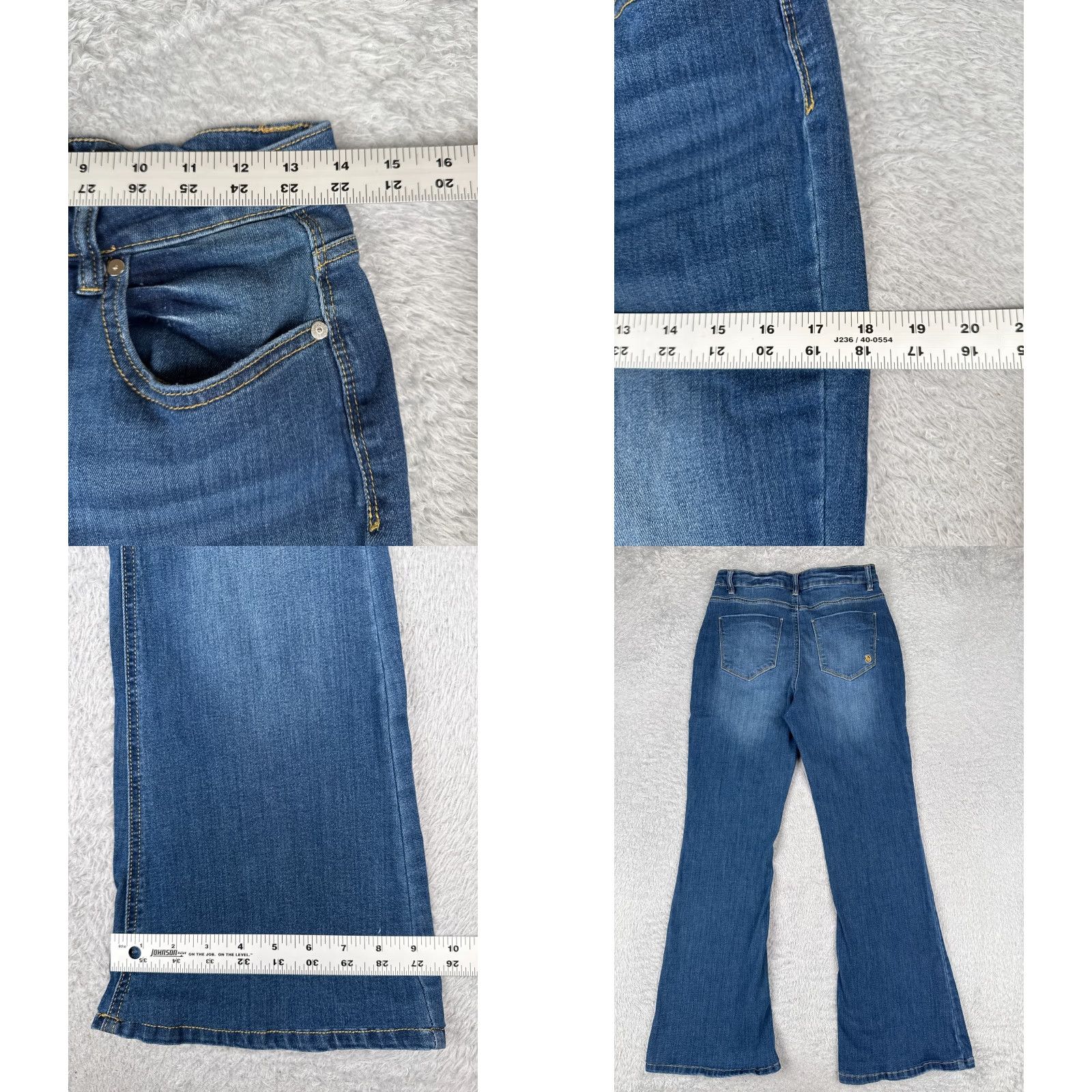 Denime Indigo Rein Jeans Juniors 9 Blue Denim Curvy Flared Button Fly Cotton 27x30 Denim Flared 5-Pocket Womens Jeans 27x30 Blue 27x30 (indigo rein) Size 30" / US 8 / IT 44 - 9 Thumbnail