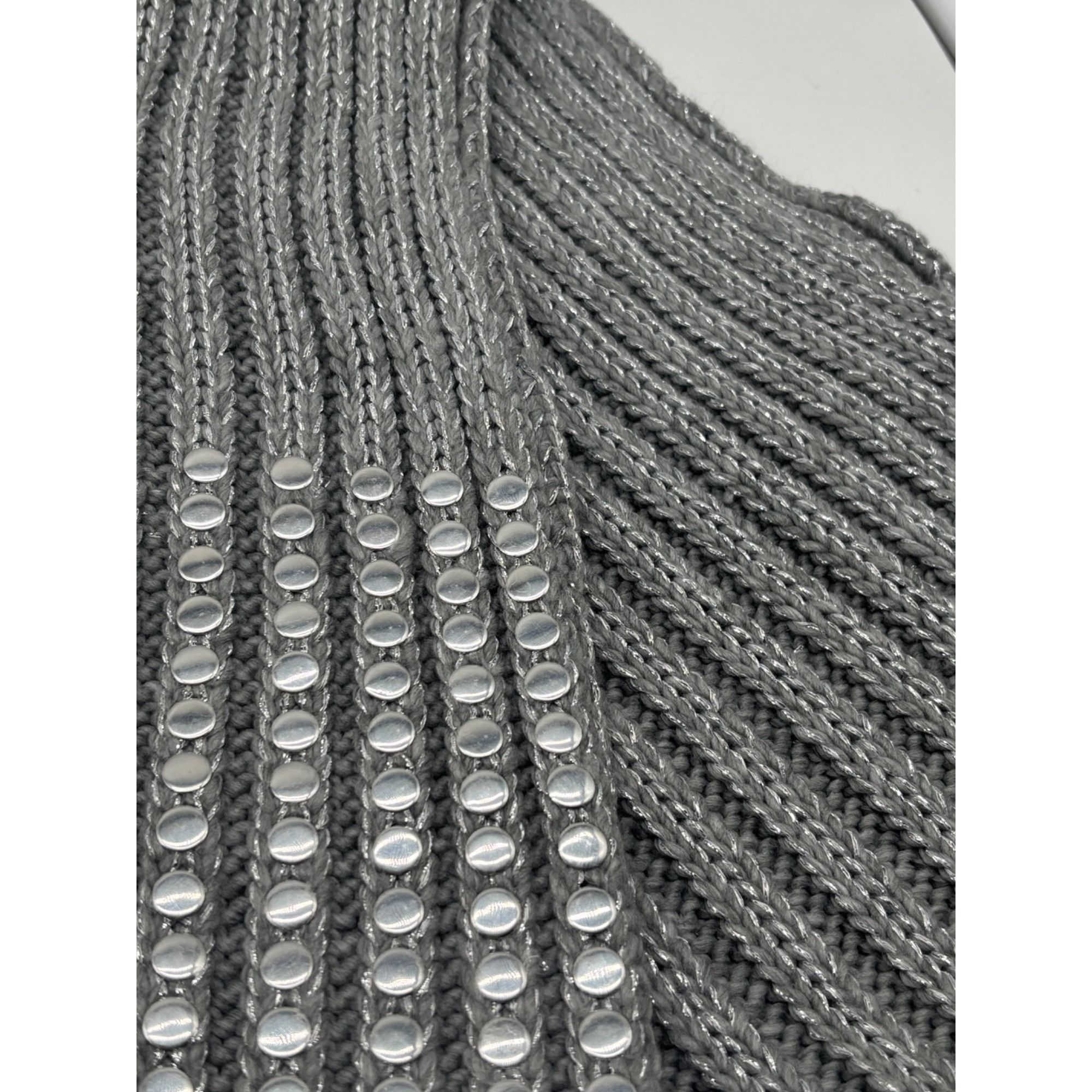 DKNY DKNY Flat-Stud Metallic Rib-Knit Scarf, Silver 14" x 82 Size ONE SIZE - 6 Thumbnail