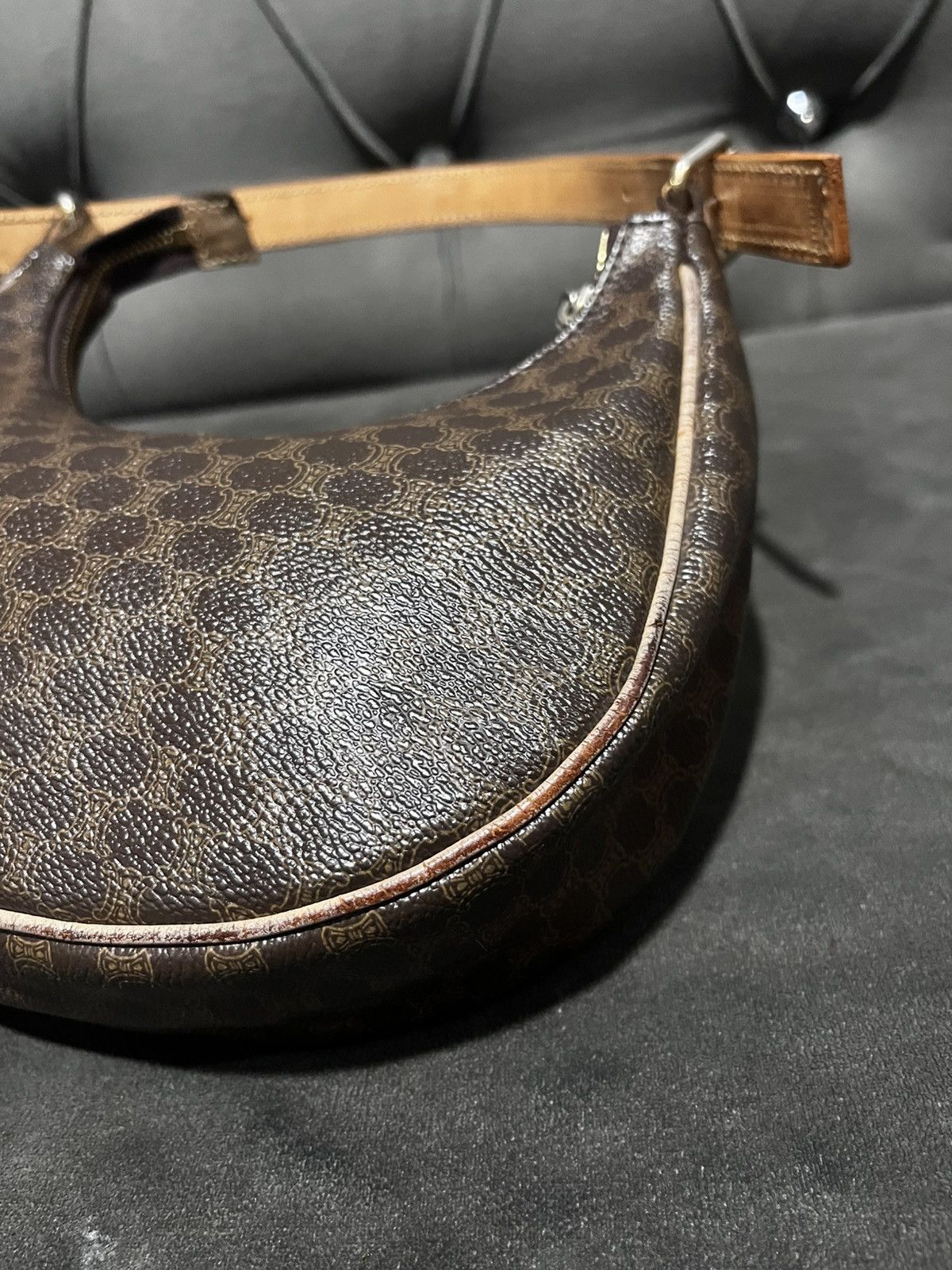 Celine Authentic CELINE Canvas Calfskin Macadam Hobo Shoulder Bag Size ONE SIZE - 10 Thumbnail