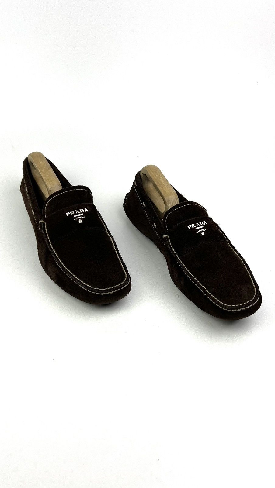 PRADA MILANO Loafers Suede Drivers Metal Logo