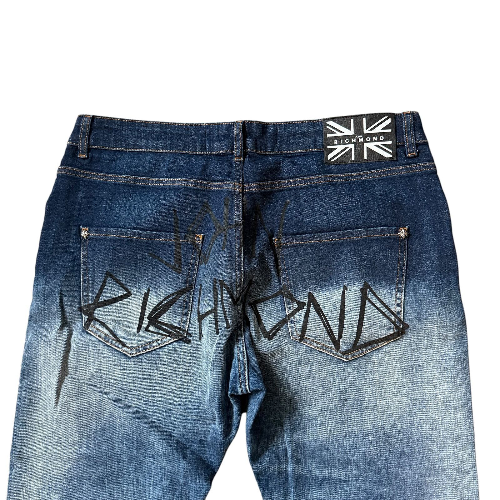 John Richmond John Richmond Distressed Patched Slim Fit Jeans Size US 40 / EU 56 - 4 Thumbnail