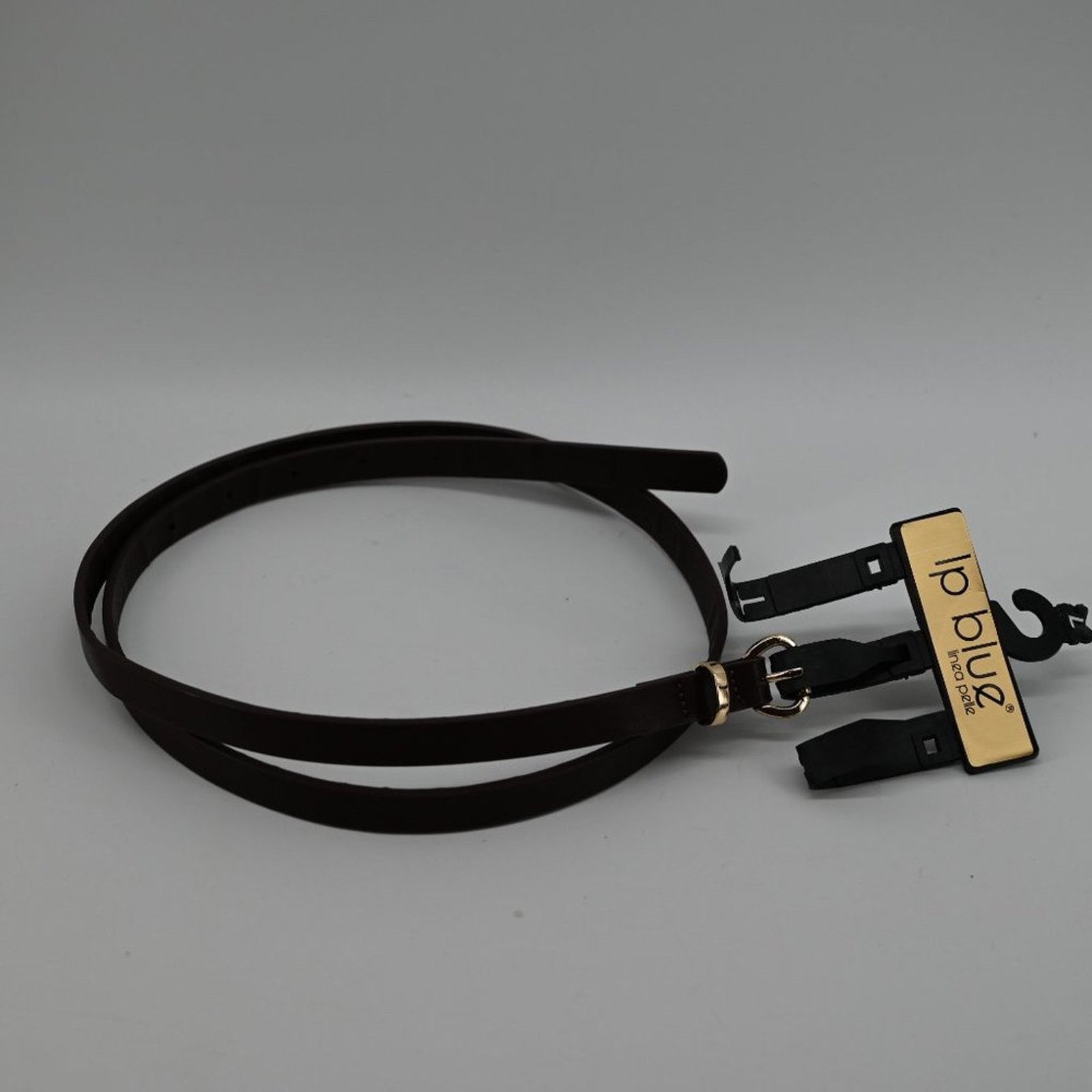 Other LP Blue Dark Brown Faux Leather Skinny Belt Fashion Gold L Size ONE SIZE - 8 Thumbnail