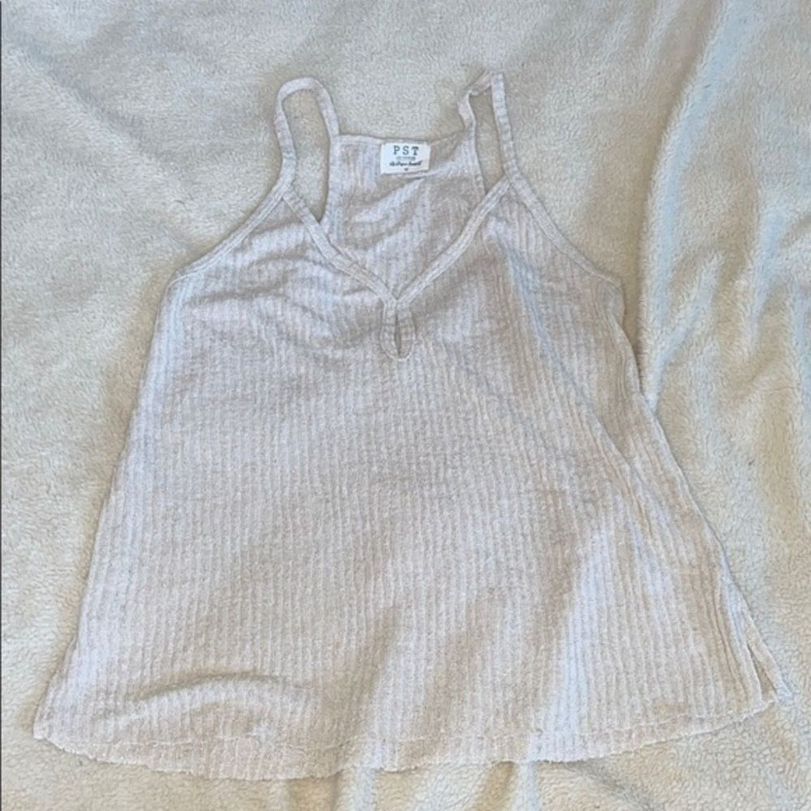 Other Project Social T Ribbed V-Neck Tank Top in Light Tan | Sz M Size M / US 6-8 / IT 42-44 - 2 Thumbnail