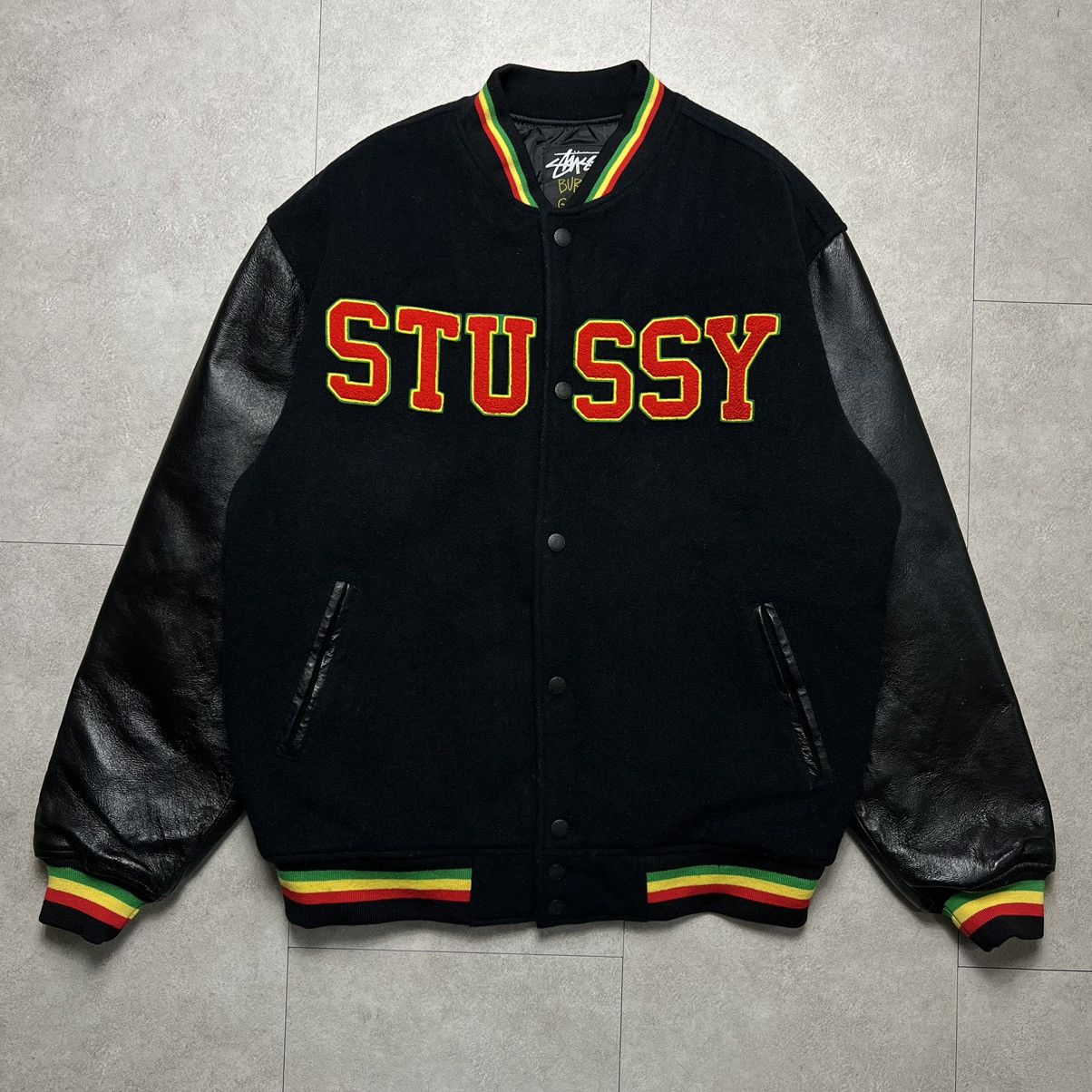 Stussy Stussy Master Piece Leo Leather Varsity Jacket | Grailed