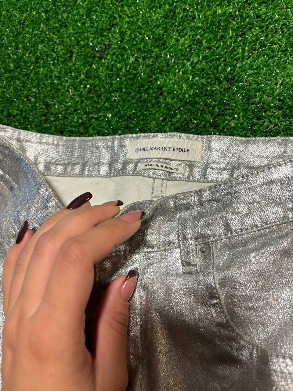 Isabel Marant Etoile Isabel Marant Etoile Silver Coated Metallic Skinny Jeans Size 25" / US 0 / IT 36 - 3 Thumbnail