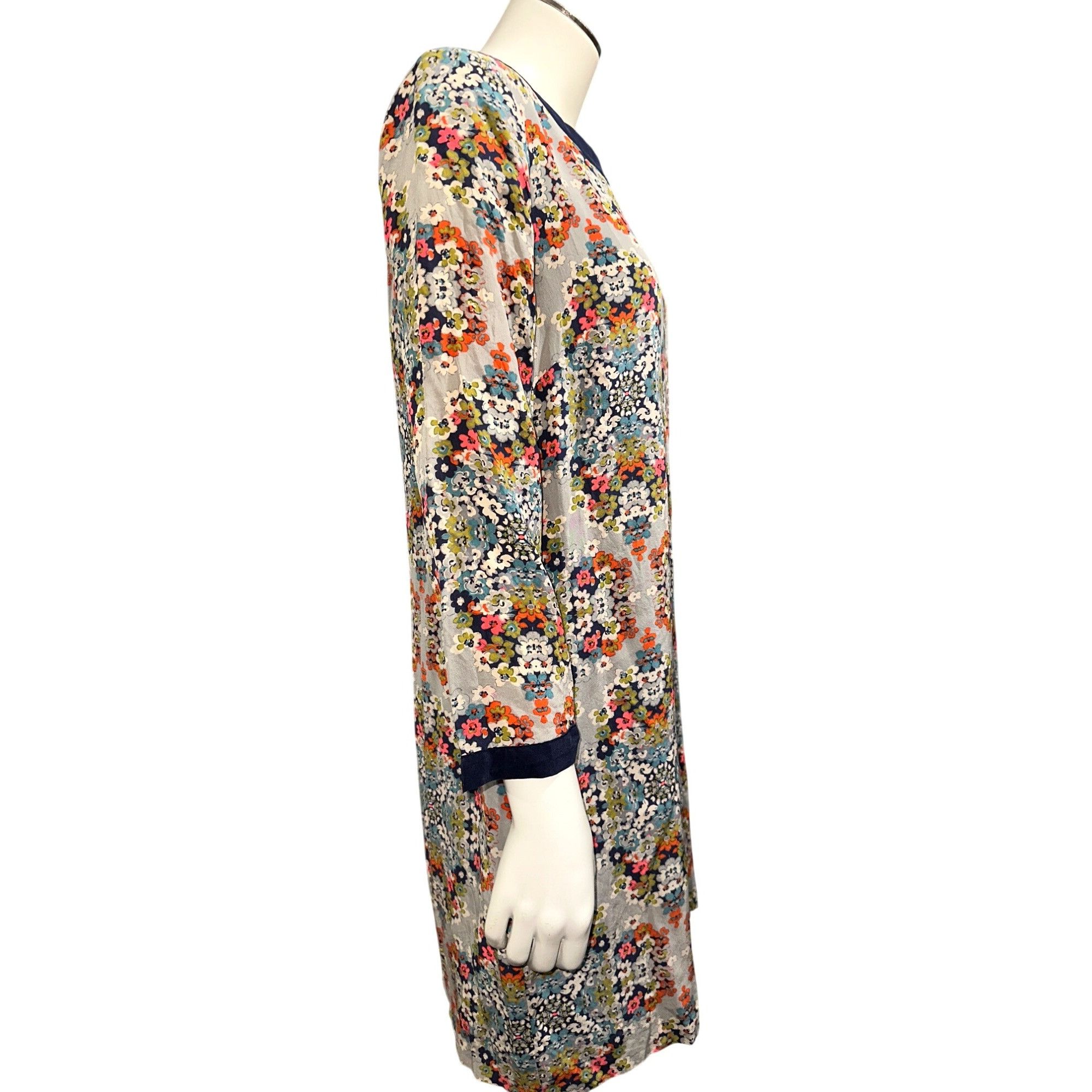 J.Crew J Crew Size 4 Silk Dress Multicolor Floral Print Long Sleeve Size S / US 4 / IT 40 - 6 Thumbnail