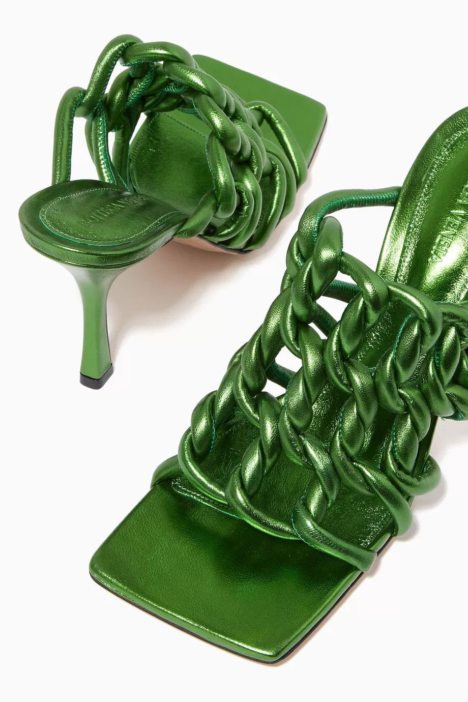 Bottega Veneta o1y0725 Spool Heel Mules in Green Size US 6 / IT 36 - 4 Thumbnail