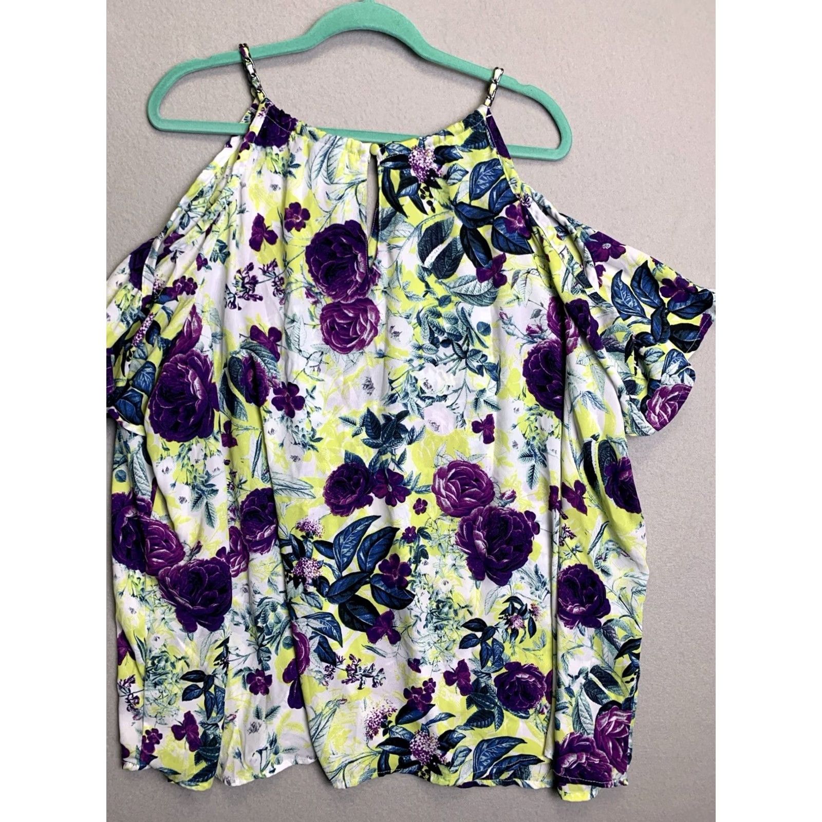 Torrid Torrid Georgette Chain-Link Cold Shoulder Blouse 4X Multicolor Floral Bohemian Classic Spring Summer Fall Winter Womens Blouse Size XXL / US 16-18 / IT 52-54 - 2 Thumbnail