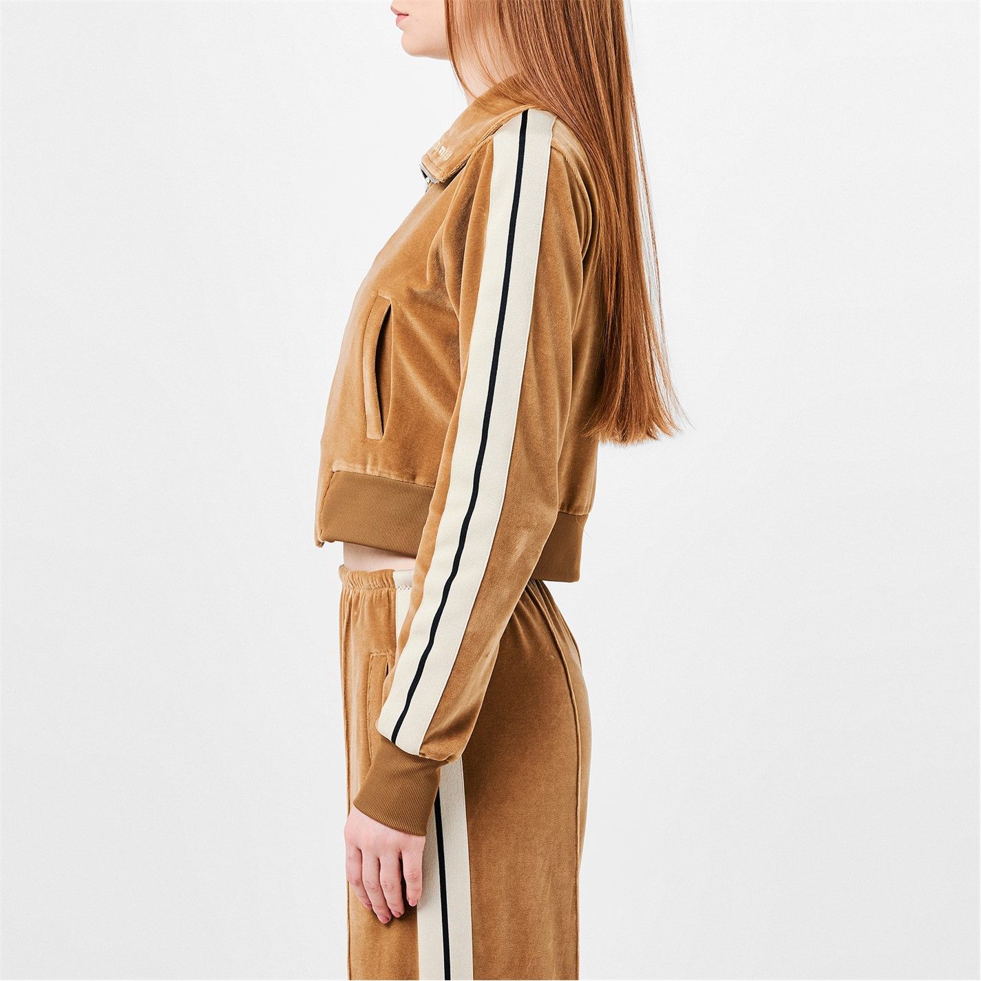 Palm Angels o1g2r1mq0325 Velvet Tracksuit Jacket in Brown & White Size XS / US 0-2 / IT 36-38 - 4 Thumbnail